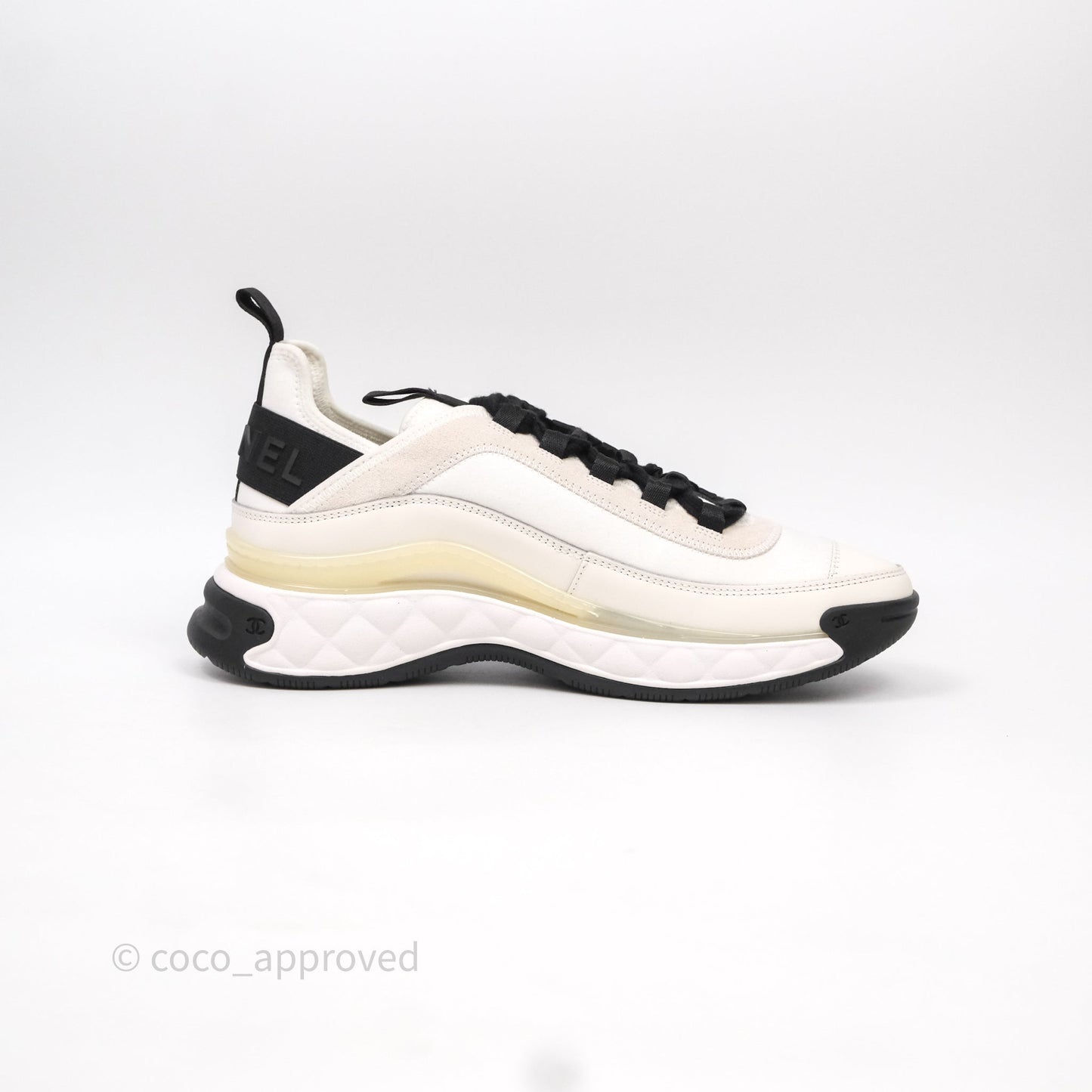 Chanel CC Sneakers Cream Black Size 37.5