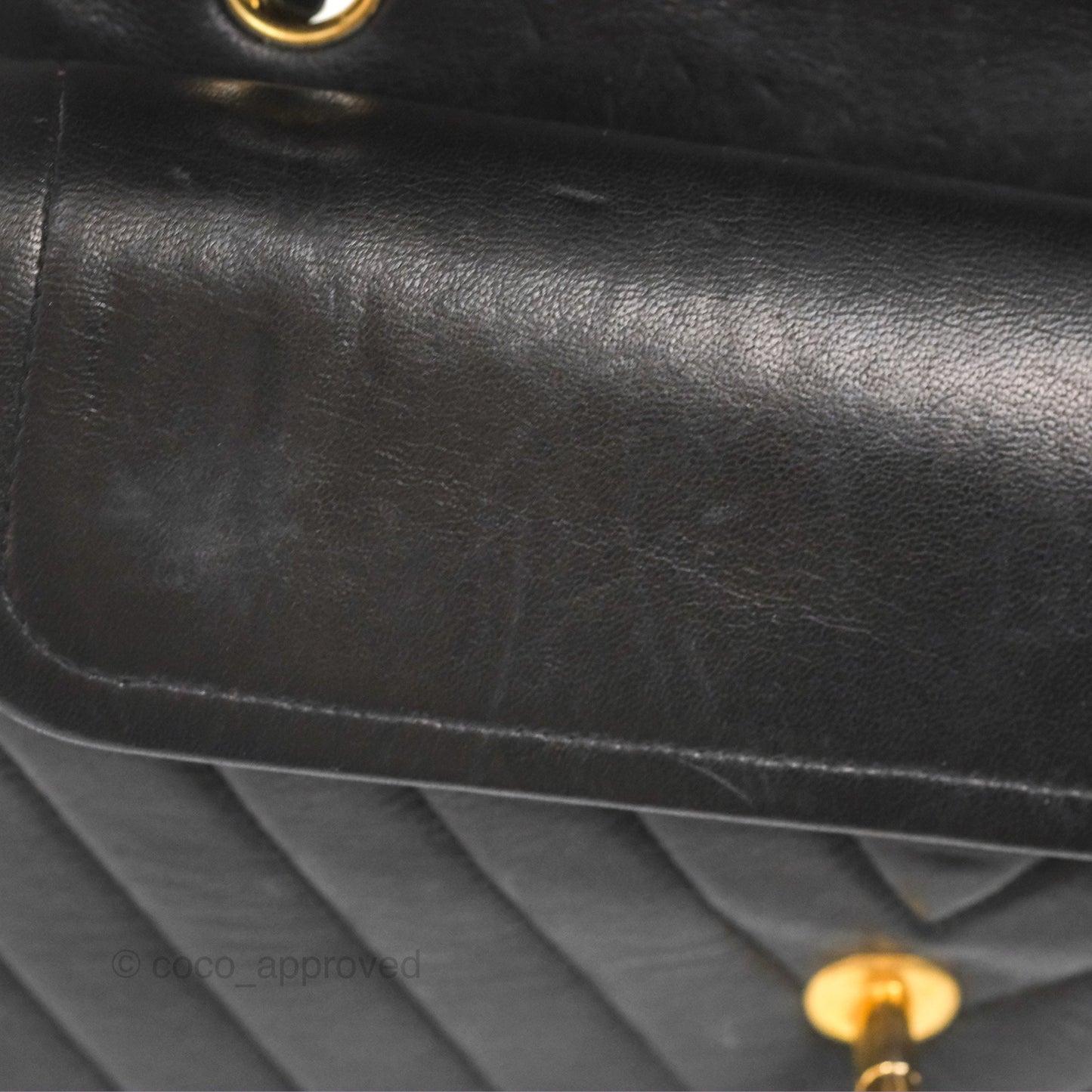 Chanel Vintage Medium Classic Flap Chevron Black Lambskin 24K Gold Hardware