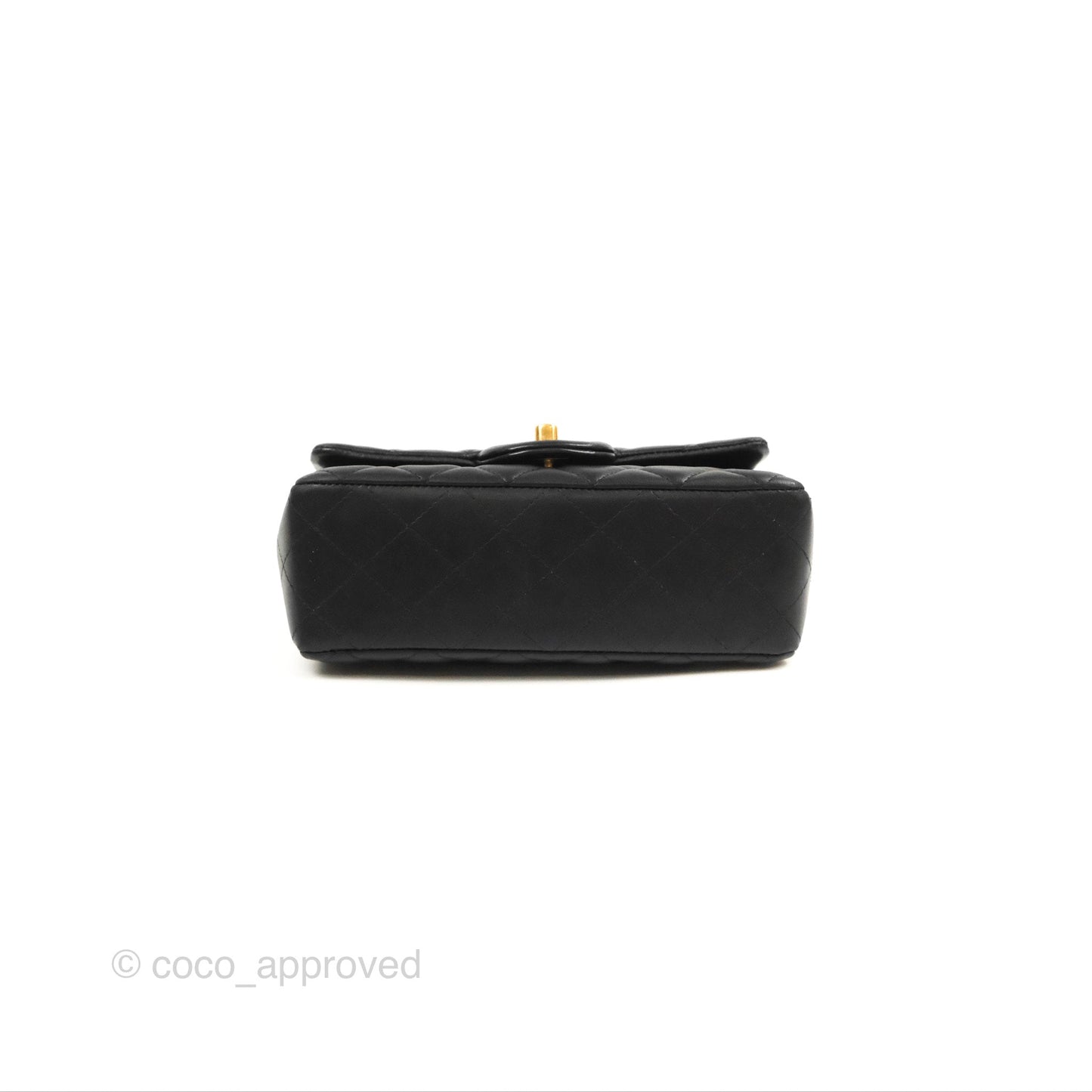 Chanel Quilted Mini Rectangular Flap Black Lambskin Gold Hardware
