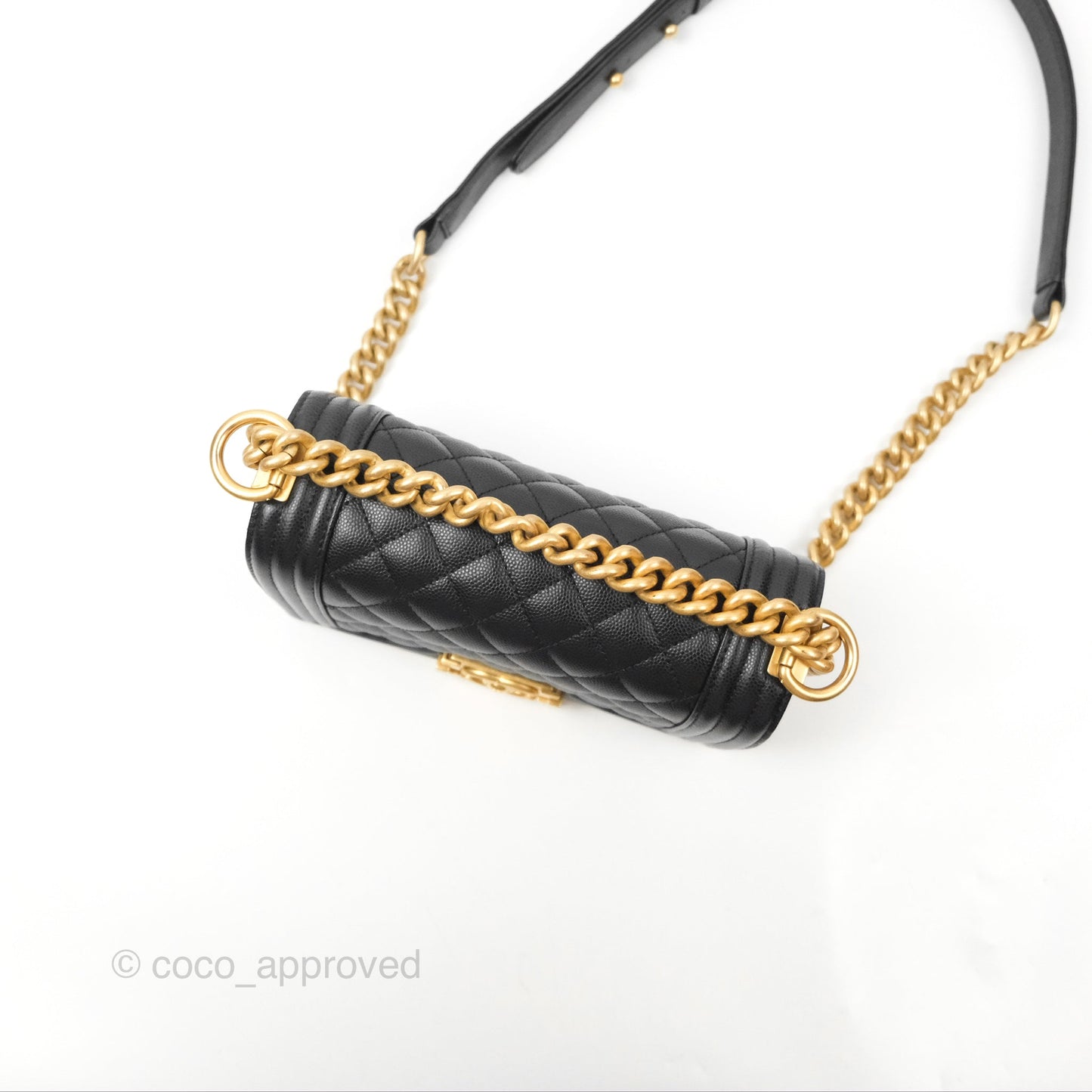 Chanel Small Quilted Boy Black Caviar Gold Hardware