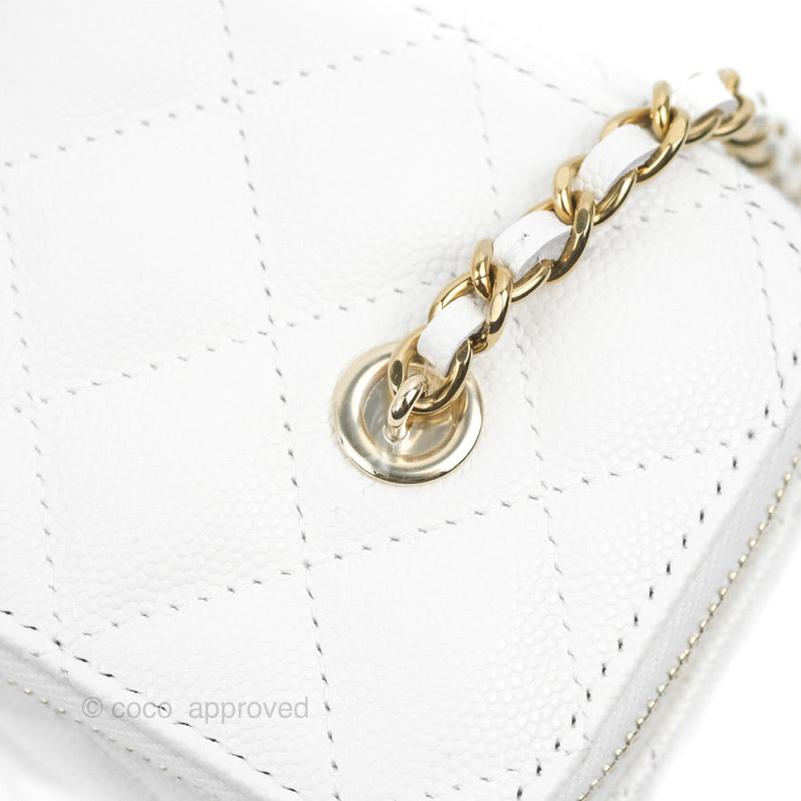Chanel Classic Vanity with Chain White Caviar Gold Hardware