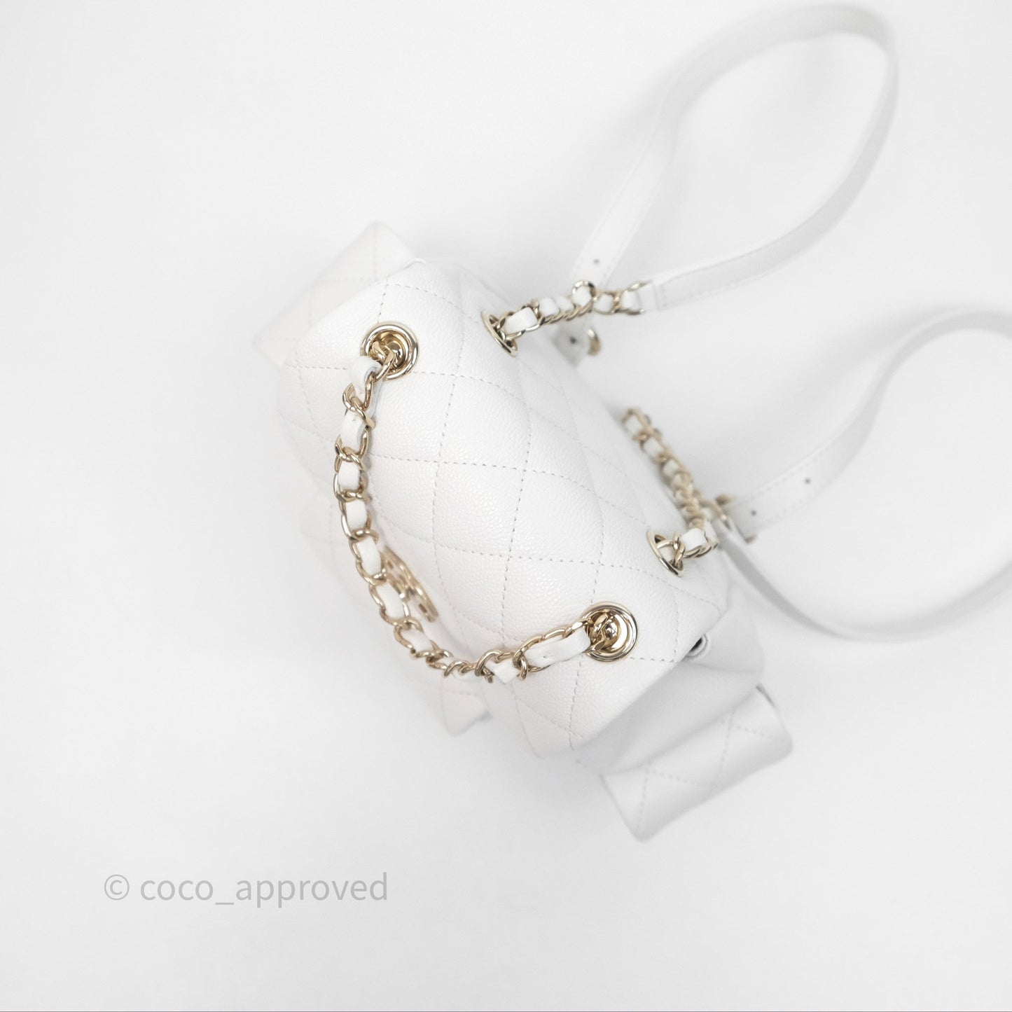 Chanel Small Duma Backpack White Caviar Gold Hardware