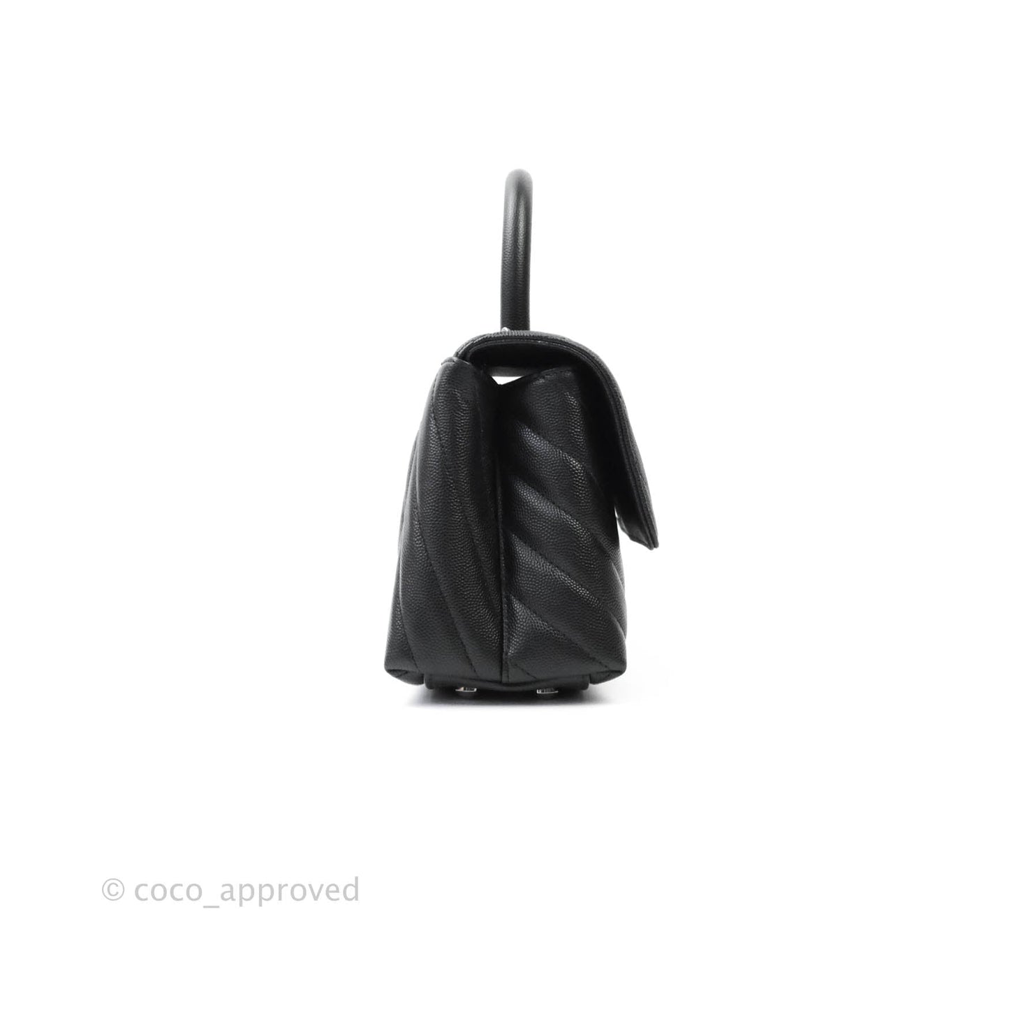 Chanel Mini (Small) Coco Handle Chevron Black Caviar Gun Metal Hardware