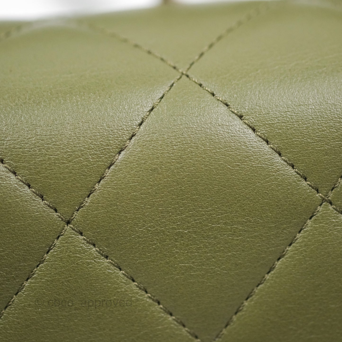 Chanel Small Coco Lady Quilted Flap Bag With Top Handle Olive Green Calfskin Gold Hardware