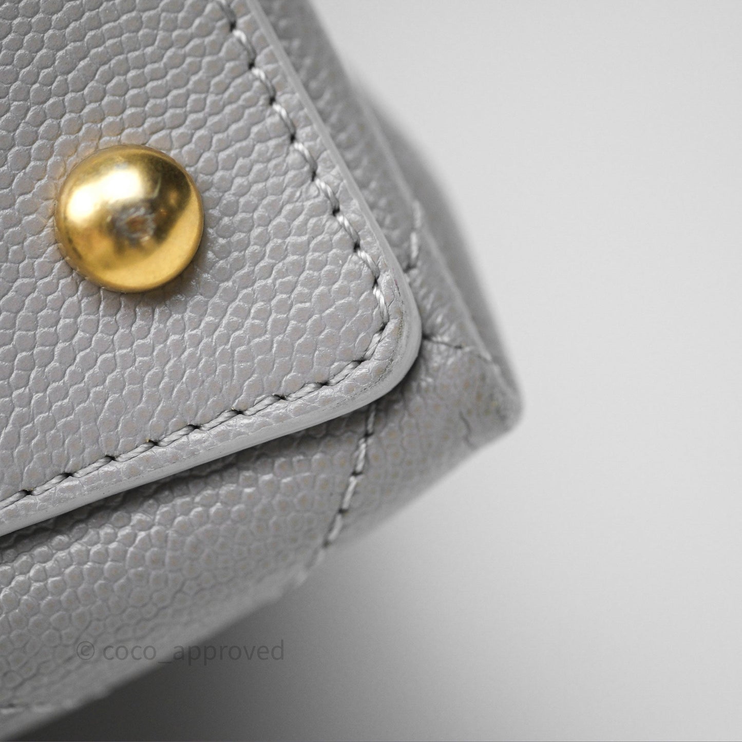 Chanel Drawstring Bucket Bag Grey Grained Calfskin Aged Gold Hardware