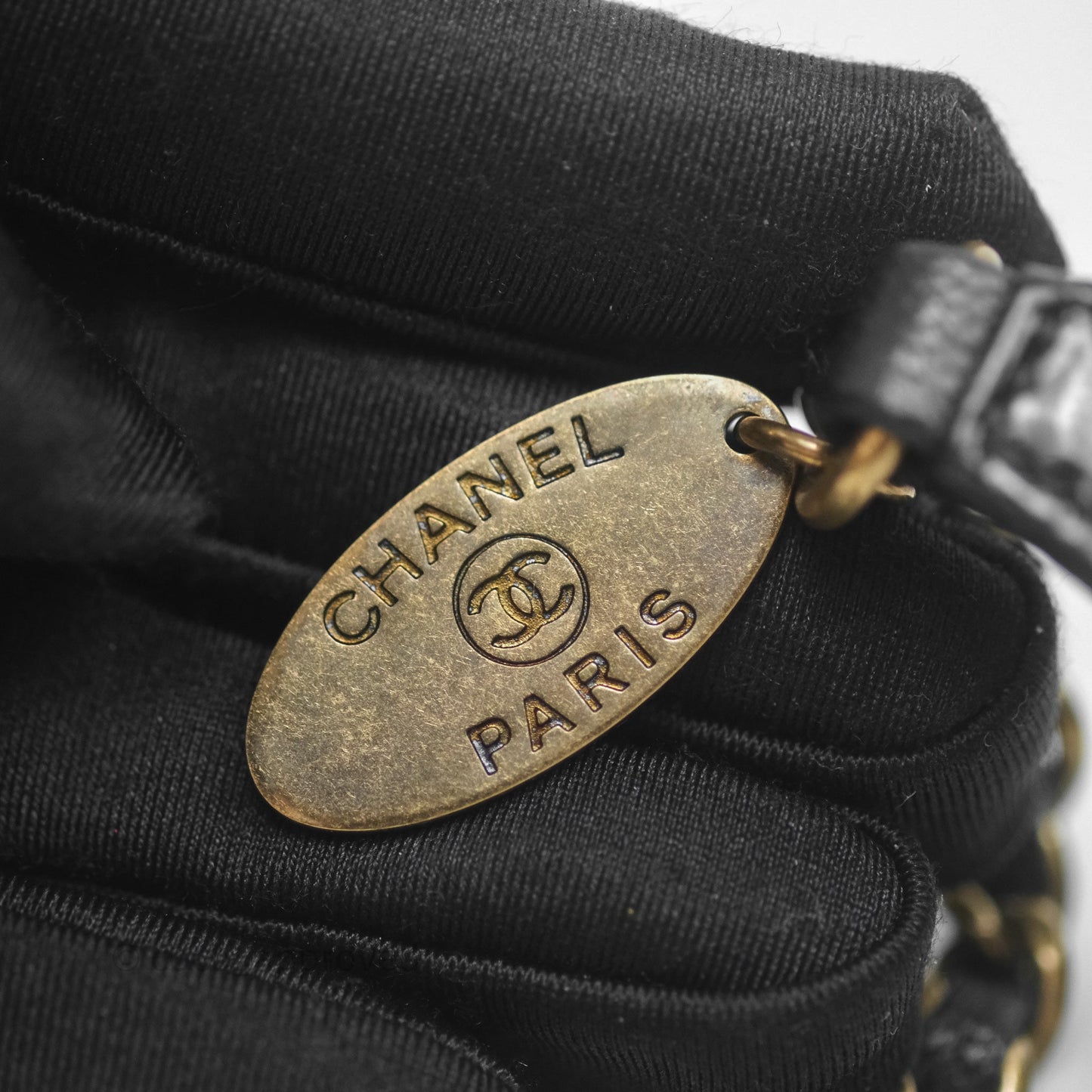 Chanel Quilted Medium Eyelet Flap Bag Black Patent Aged Gold Hardware