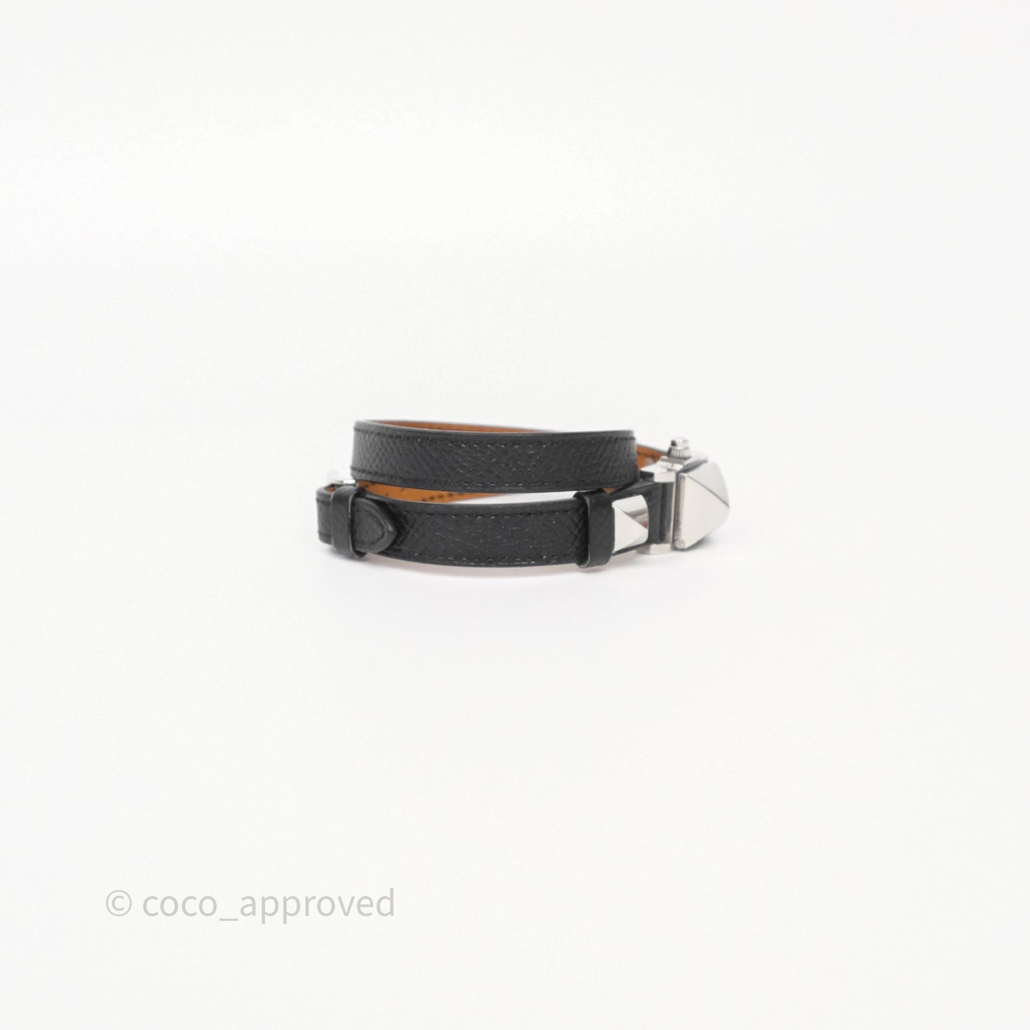 Hermes Medor Watch Mini Model Black Double Strap & Orange Strap