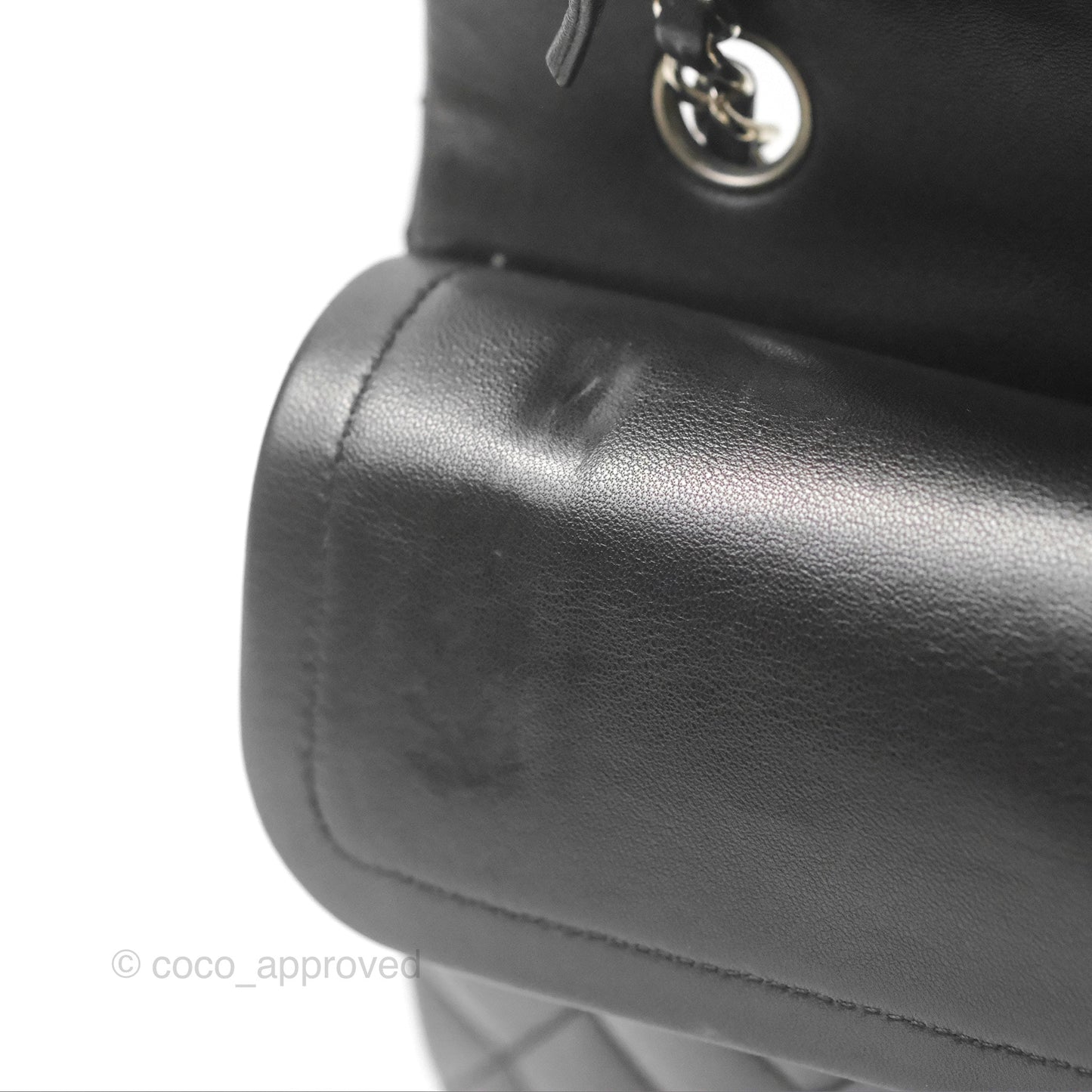 Chanel Classic M/L Medium Flap Quilted Black Lambskin Silver Hardware
