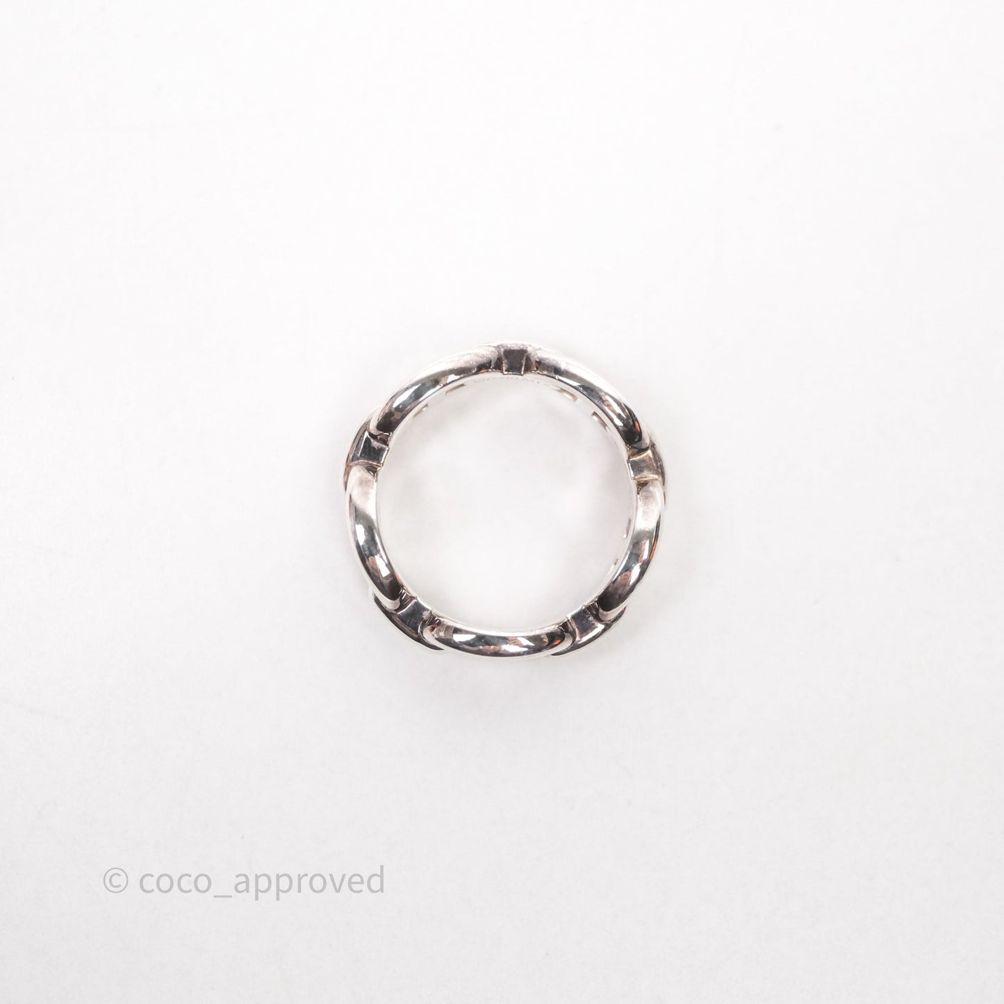Hermès Sterling Silver PM Chaine d'Ancre Enchainee Band Ring Size 53