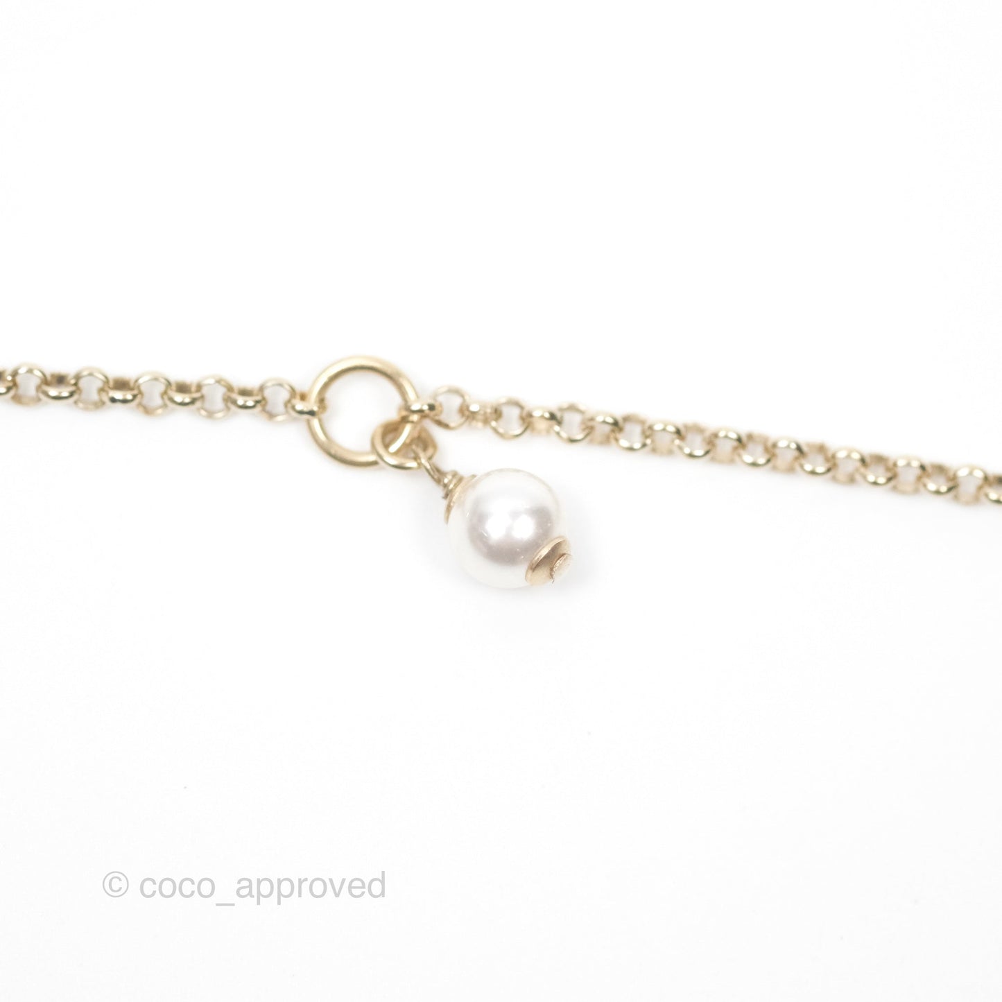 Chanel CC Pearl Necklace Gold Tone 20K