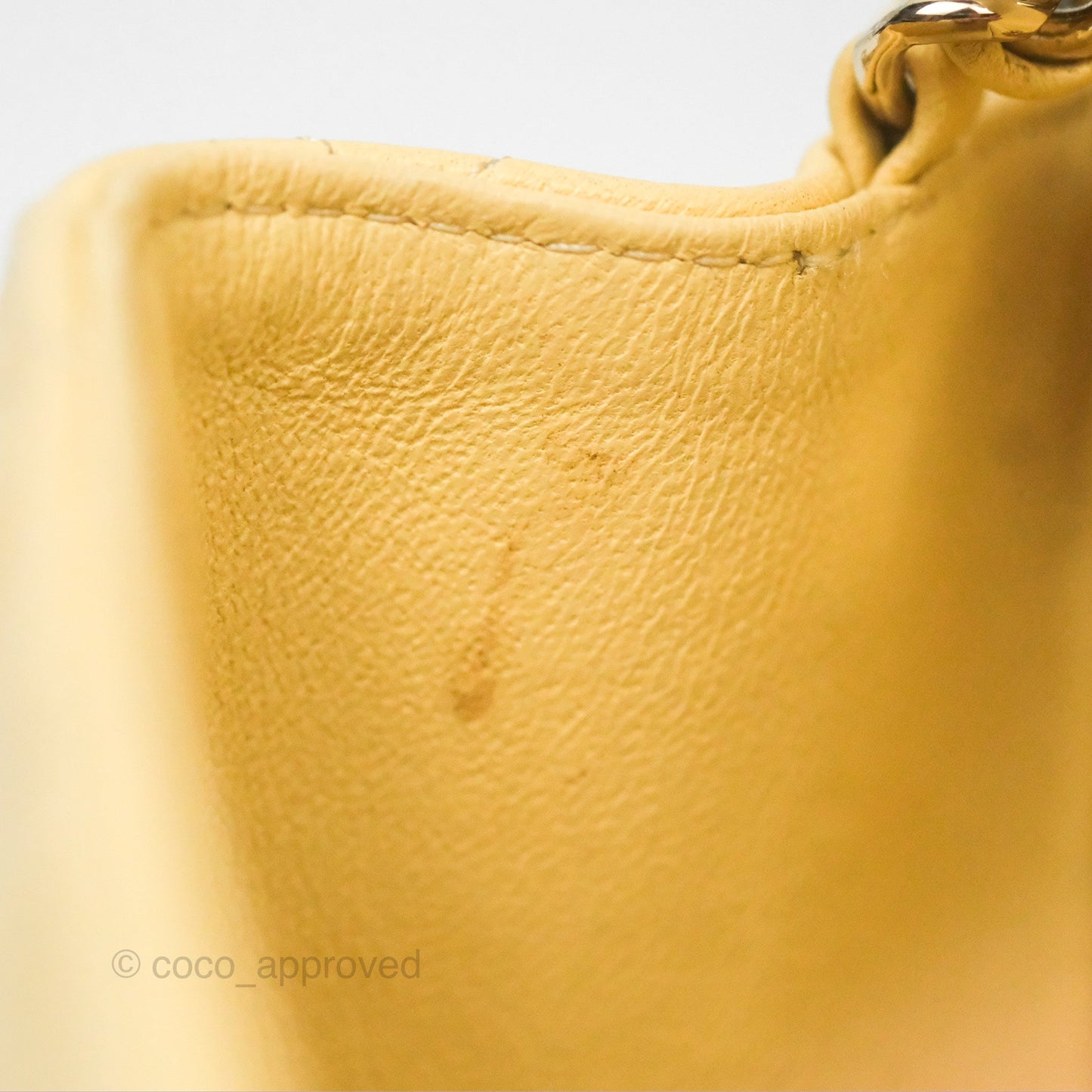 Chanel Mini Square Quilted Yellow Lambskin Gold Hardware