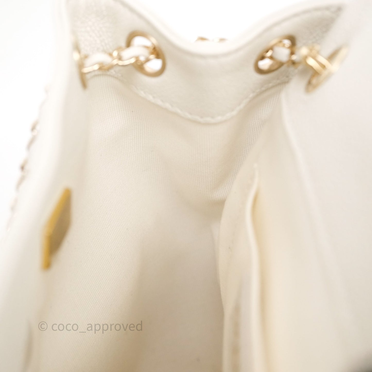 Chanel Duma Backpack Medium White Caviar Gold Hardware