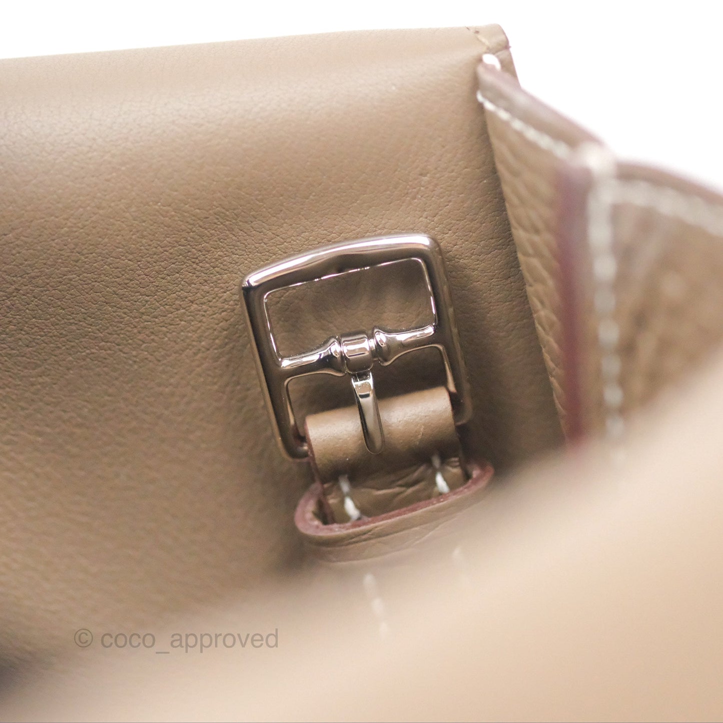 Hermès Halzan 25 Etoupe Clemence Palladium Hardware