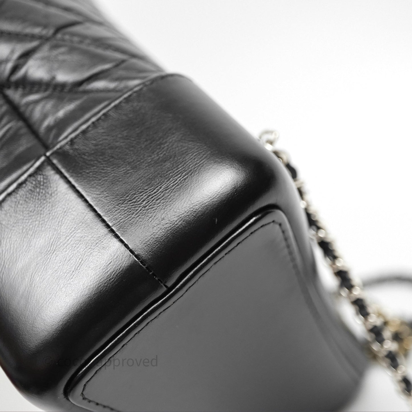 Chanel Small Chevron Gabrielle Backpack Black Aged Calfskin