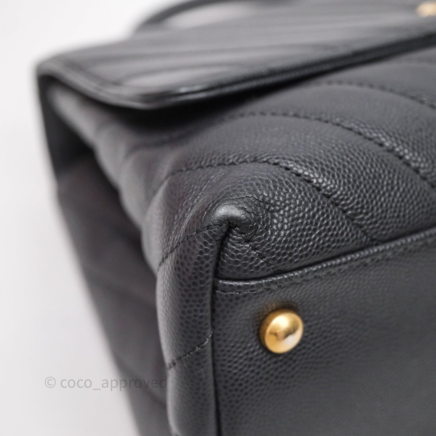 Chanel Medium Coco Handle Chevron Grey Bag Gold Hardware