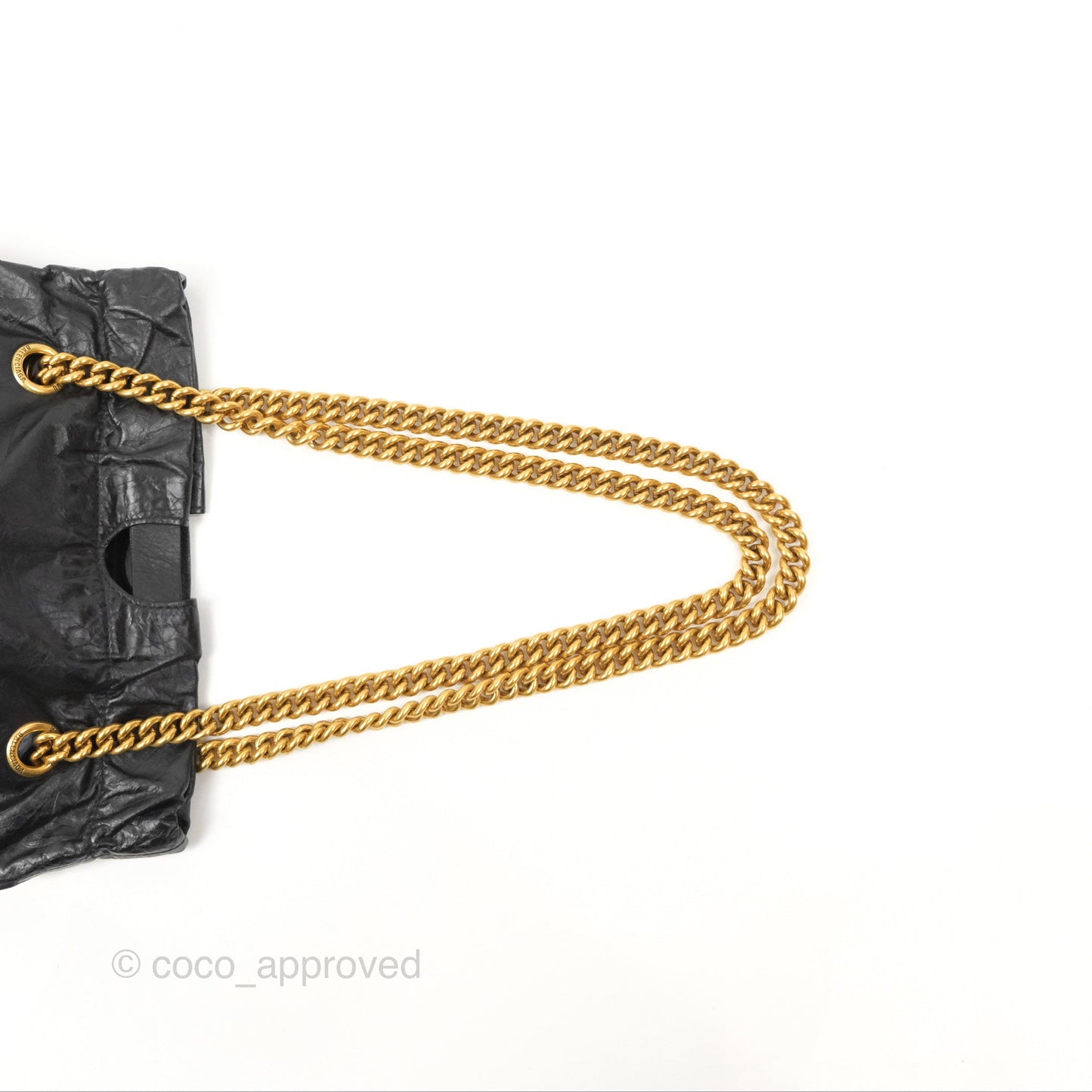 Balenciaga Small Crush Tote Bag Black Calfskin Aged Gold Hardware