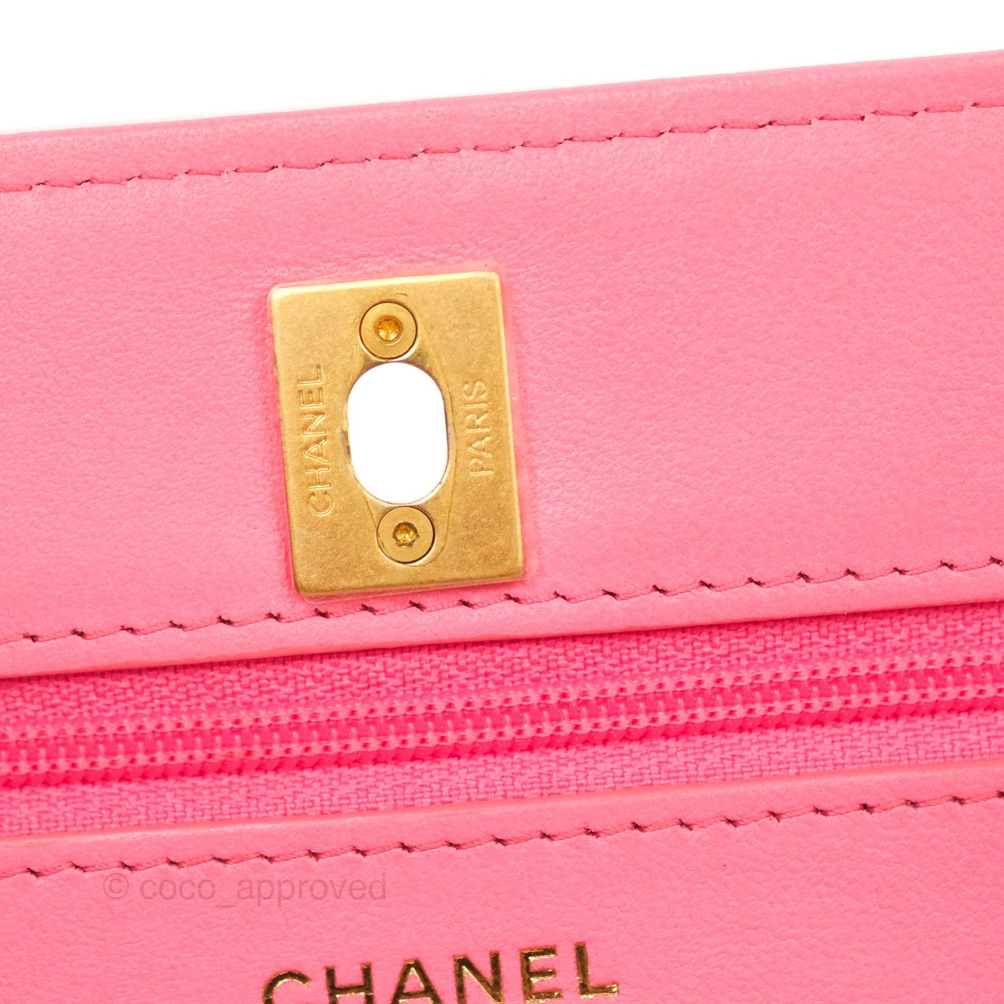 Chanel Quilted Pearl Crush Wallet on Chain WOC Pink Lambskin Aged Gold Hardware