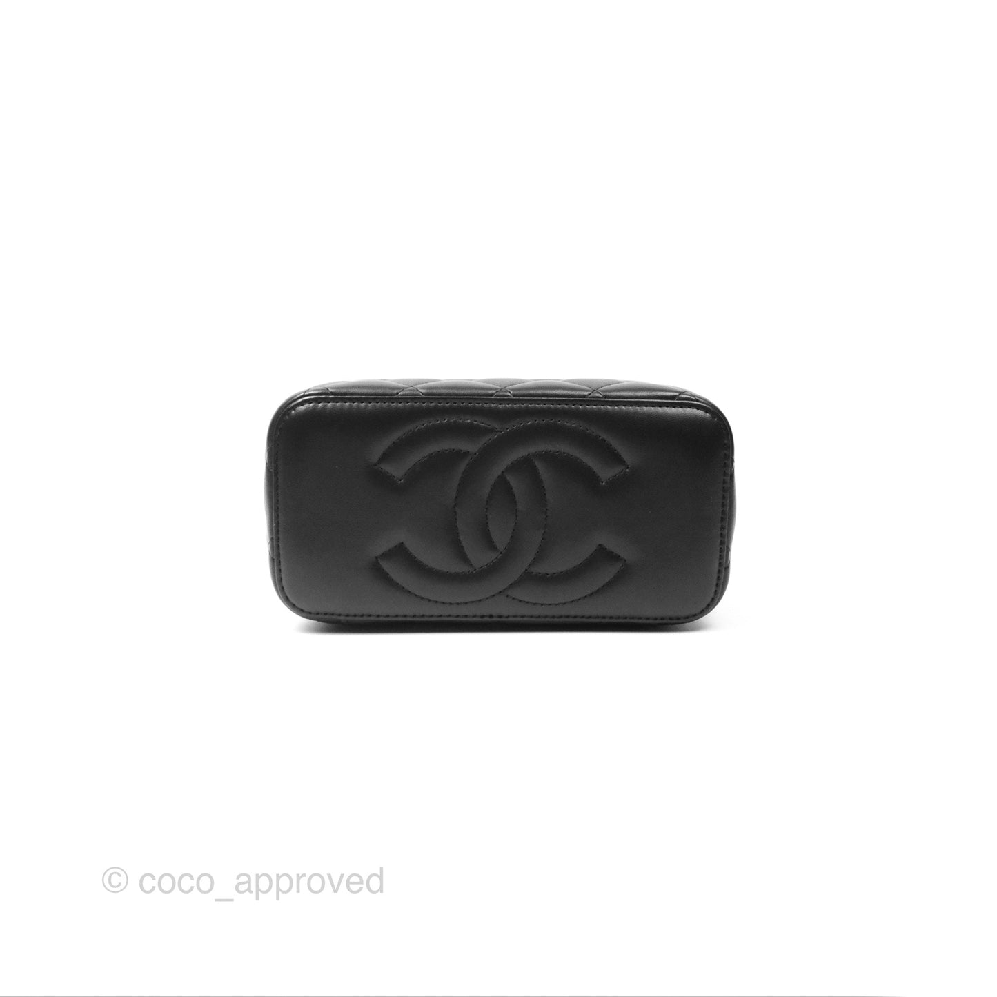 Chanel Vanity Rectangular Top Handle Black Lambskin Gold Hardware