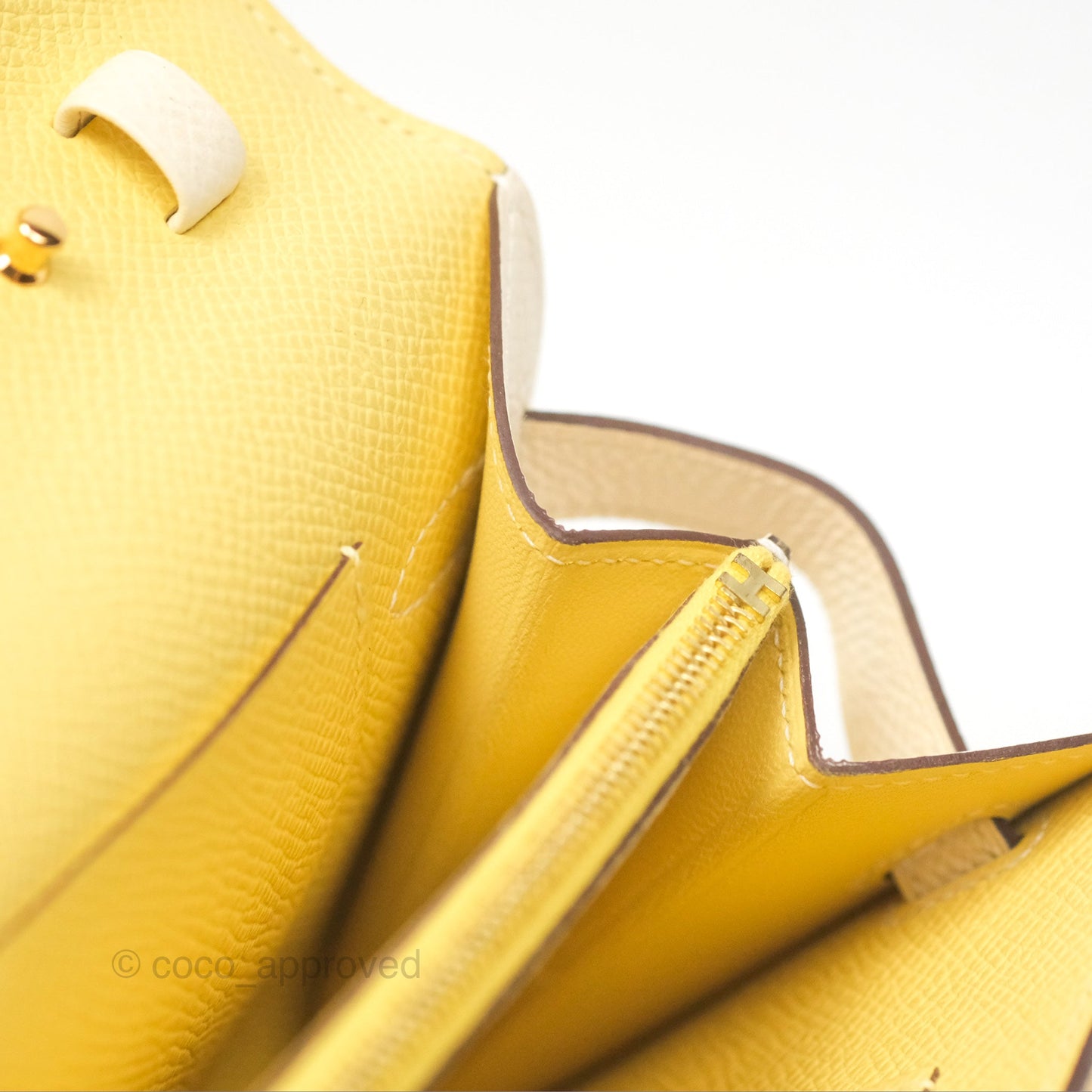 Hermès Kelly To Go Wallet Epsom Nata I2/ Jaune Poussin Gold Hardware