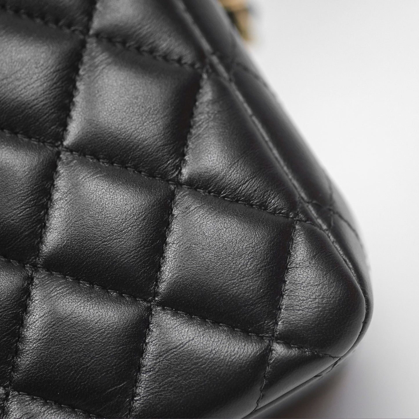 Chanel Mini Square Flap Quilted Black Lambskin Gold Hardware