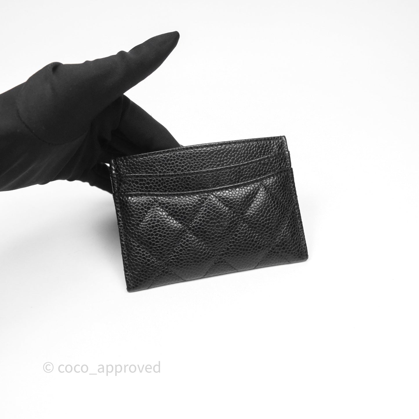 Chanel Classic Flat Card Holder Black Caviar Gold Hardware