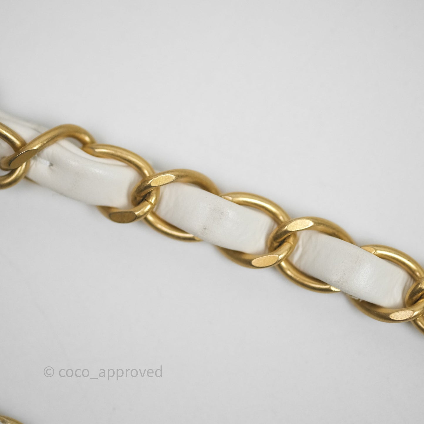 Chanel 22 Small White Aged Calfskin Black Logo Aged Gold Hardware
