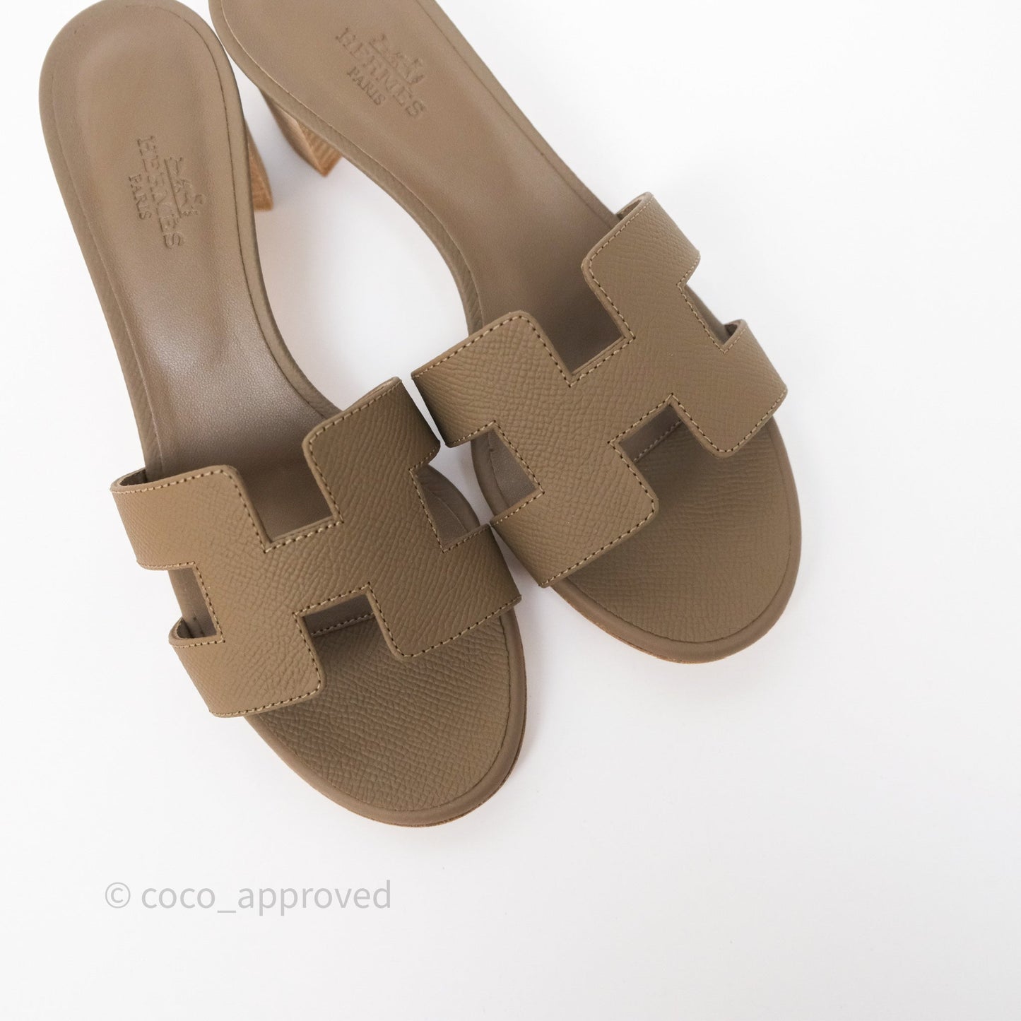 Hermès Oasis Sandals Etoupe 18 Epsom Size 35.5