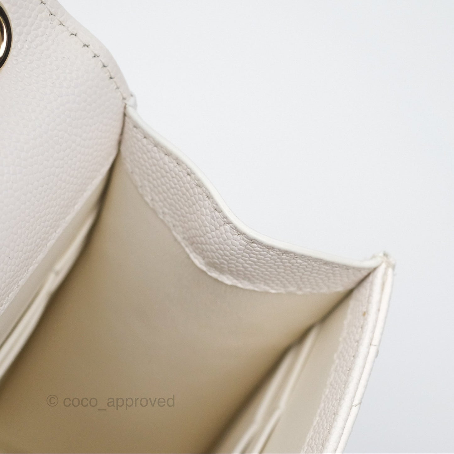 Chanel Classic Quilted Phone Holder White Caviar Gold Hardware