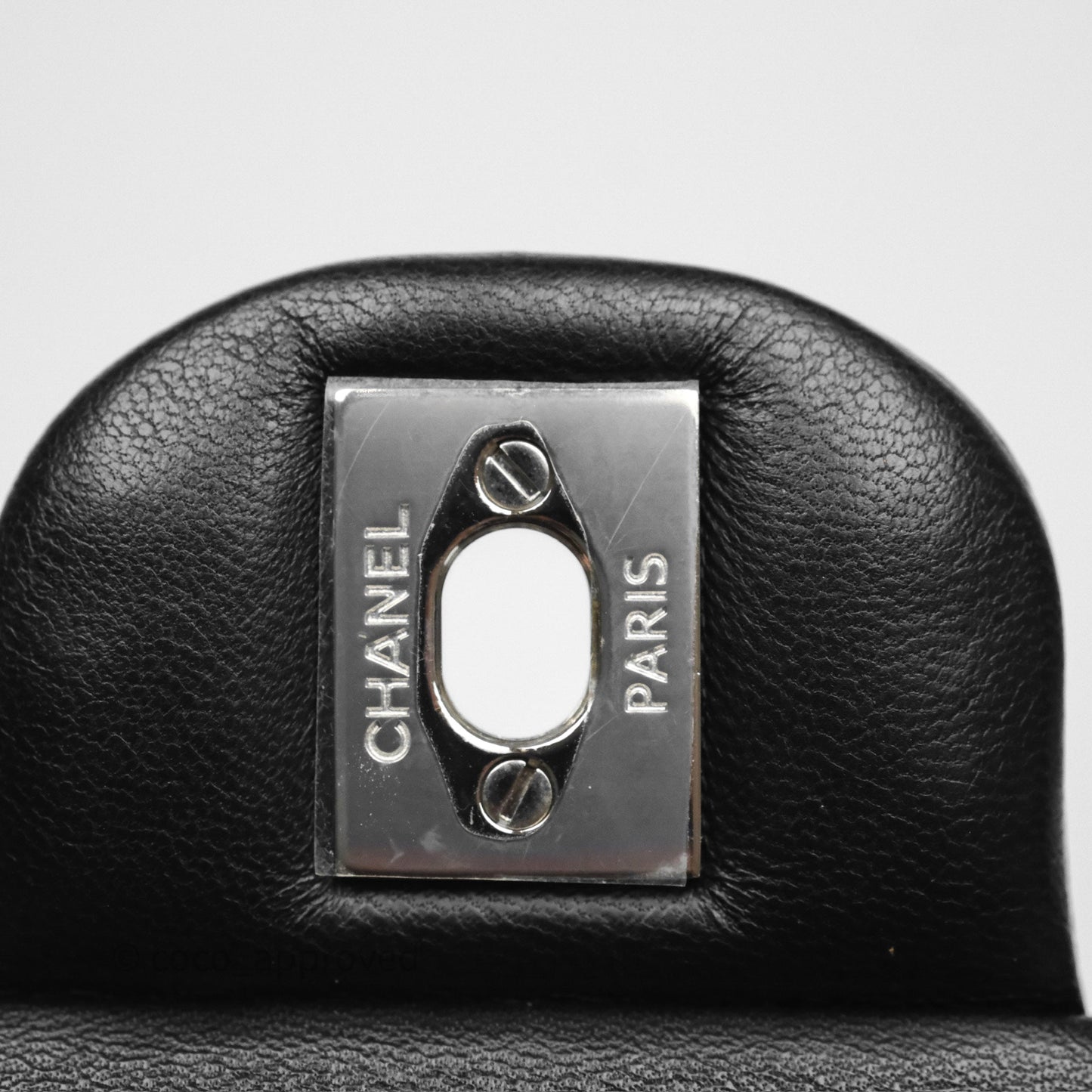 Chanel Classic M/L Medium Flap Quilted Black Lambskin Silver Hardware