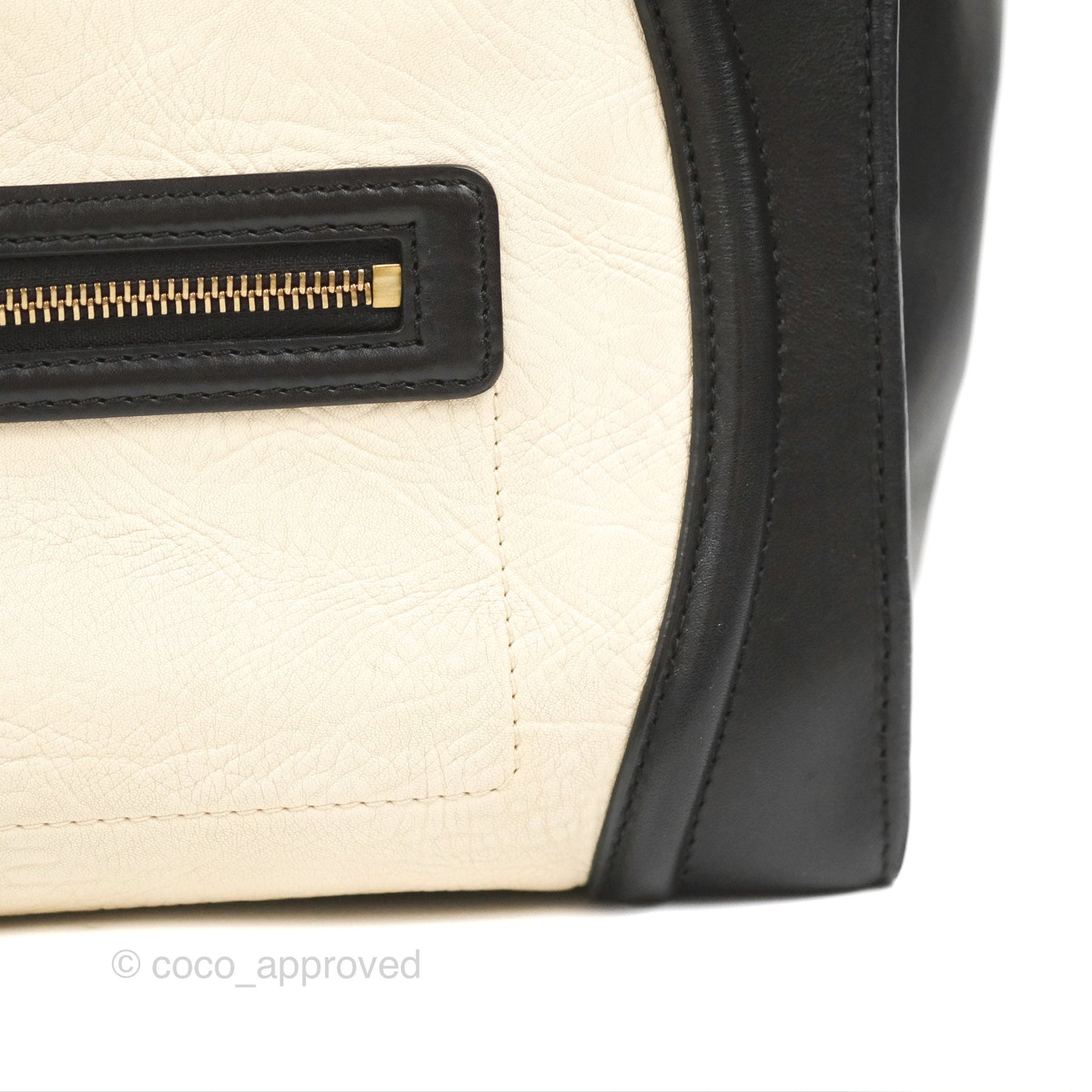 Celine Mini Luggage Bag Black/White Aged Calfskin