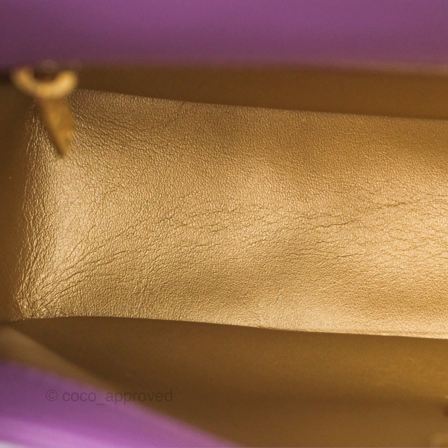 Chanel Mini Rectangular Pearl Crush Quilted Purple Lambskin Aged Gold Hardware