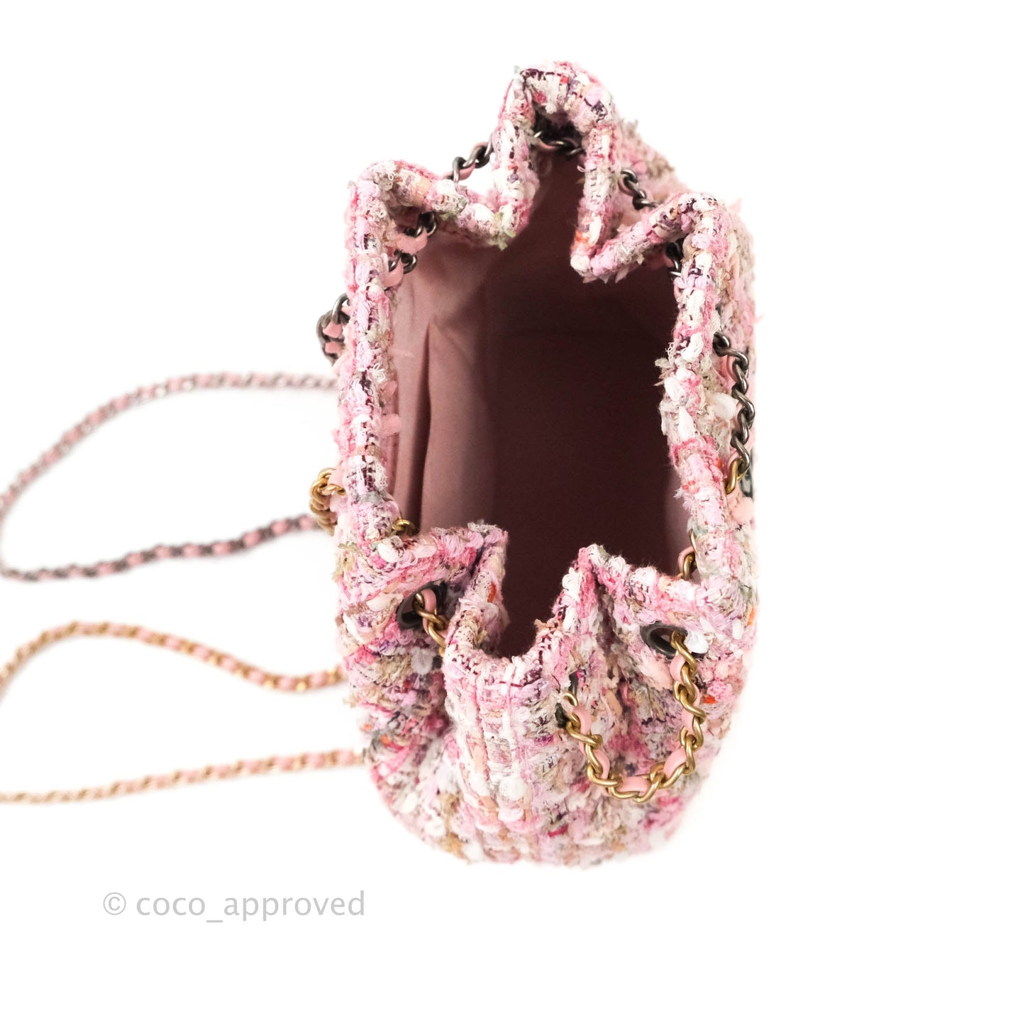 Chanel Gabrielle Small Backpack Pink Tweed Aged Calfskin