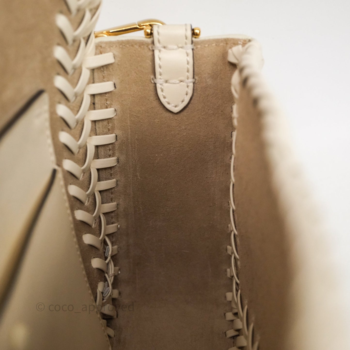 Fendi Braided Leather Baguette Bag Ivory Gold Hardware