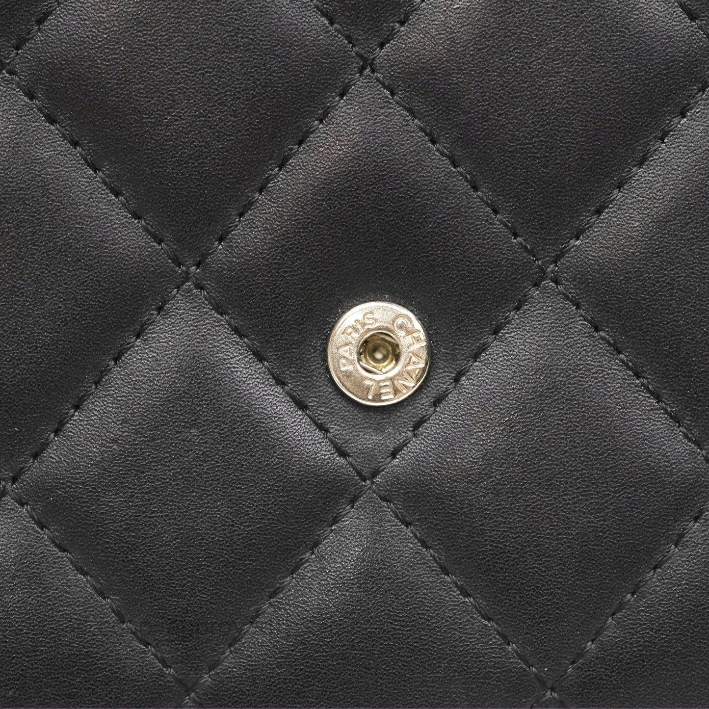 Chanel Quilted Cambon Yen Flap Wallet Black Calfskin Silver Hardware