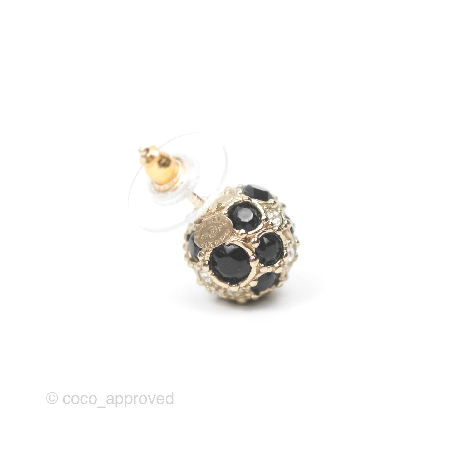 Chanel Crystal Black Resin Ball Earrings 19P