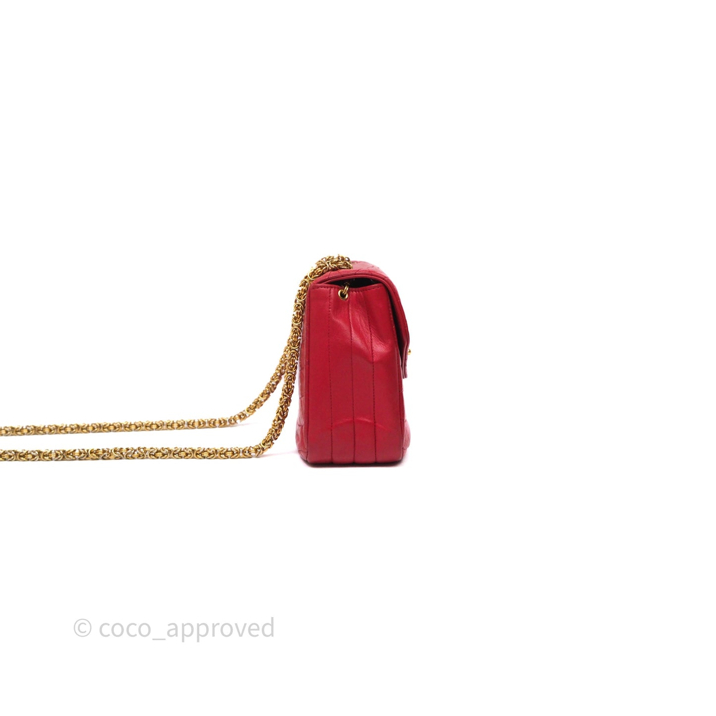 Chanel Vintage Quilted Flap Bag Red Lambskin Gold Hardware