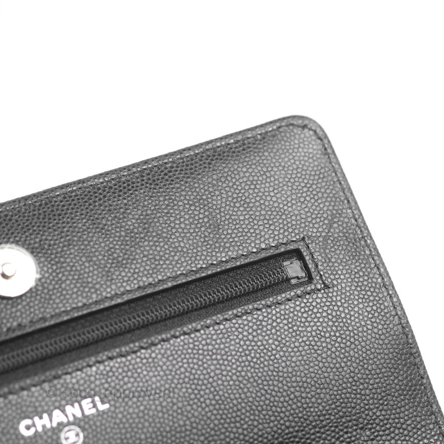 Chanel Quilted So Black Wallet on Chain WOC Caviar Incognito Hardware