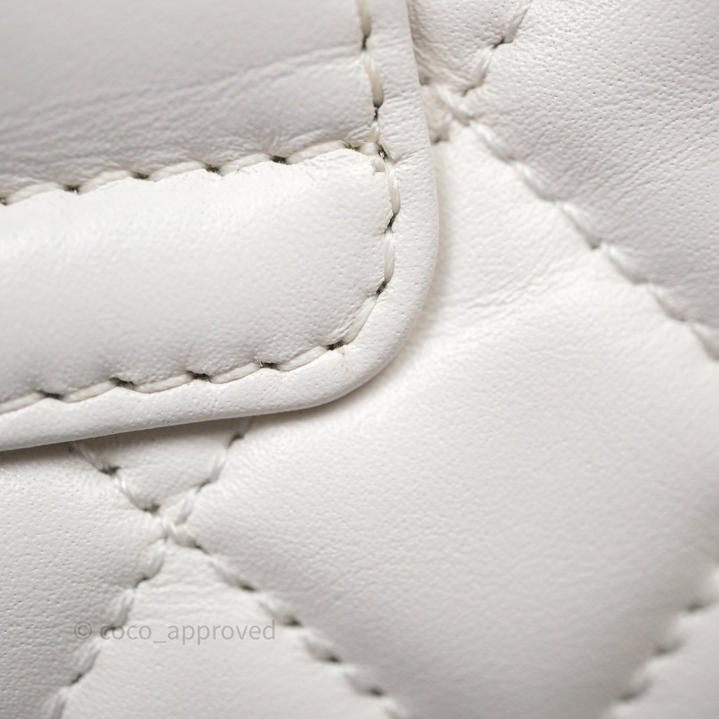 Chanel Kelly Bag Quilted White Lambskin Aged Gold Hardware