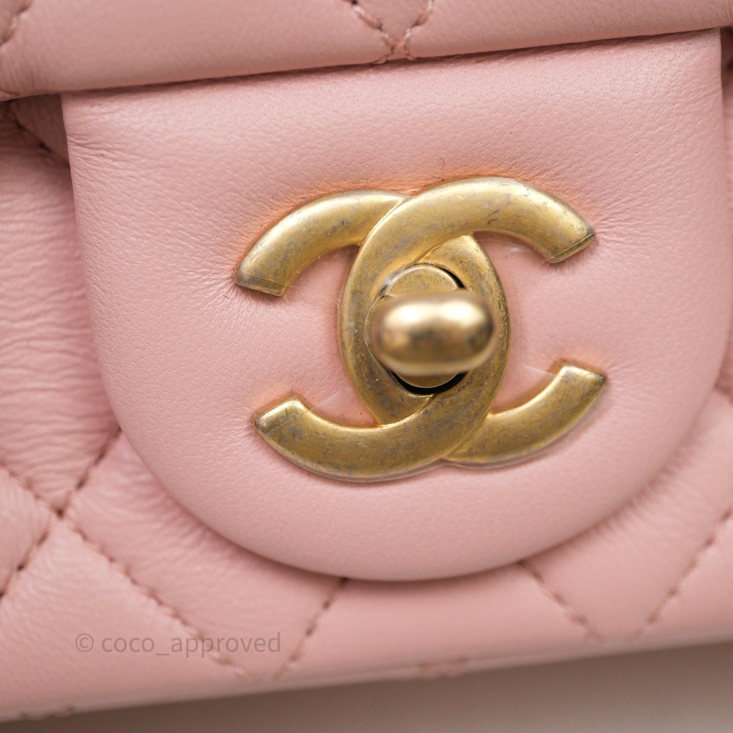 Chanel Quilted Mini Square Flap with Camellia Adjustable Chain Pink Clair Lambskin