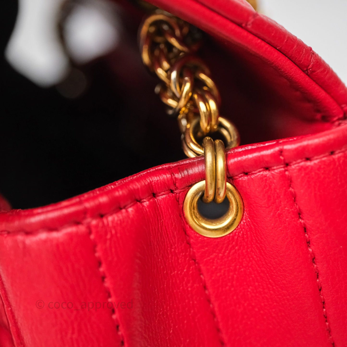 Chanel Vintage Quilted Flap Bag Red Lambskin Gold Hardware