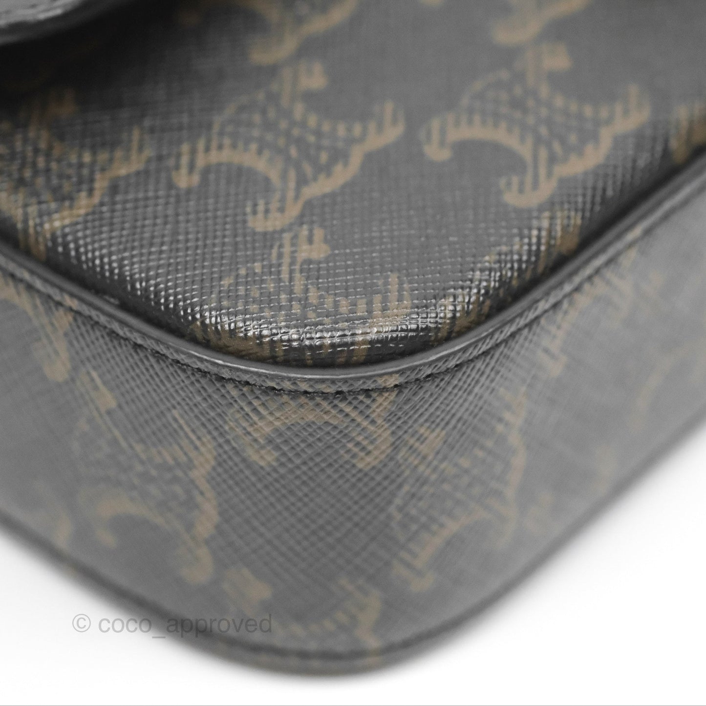 Celine Triomphe Shoulder Bag Tan Calfskin Triomphe Canvas