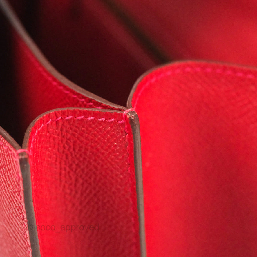 Hermès Constance 24 Rouge Casaque Epsom Gold Hardware