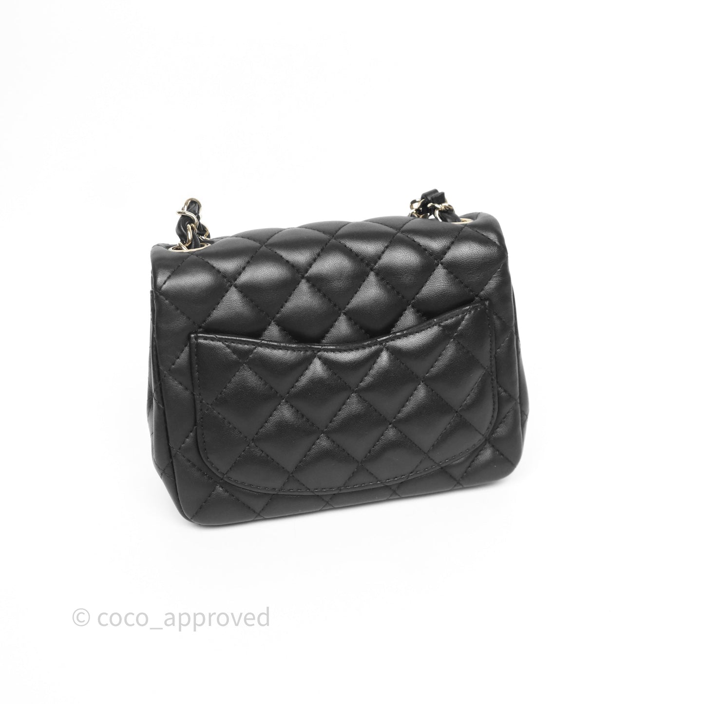 Chanel Mini Square Quilted Black Lambskin Gold Hardware