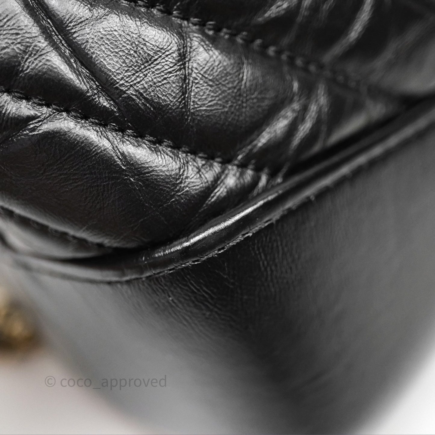 Chanel Small Chevron Gabrielle Backpack Black Aged Calfskin
