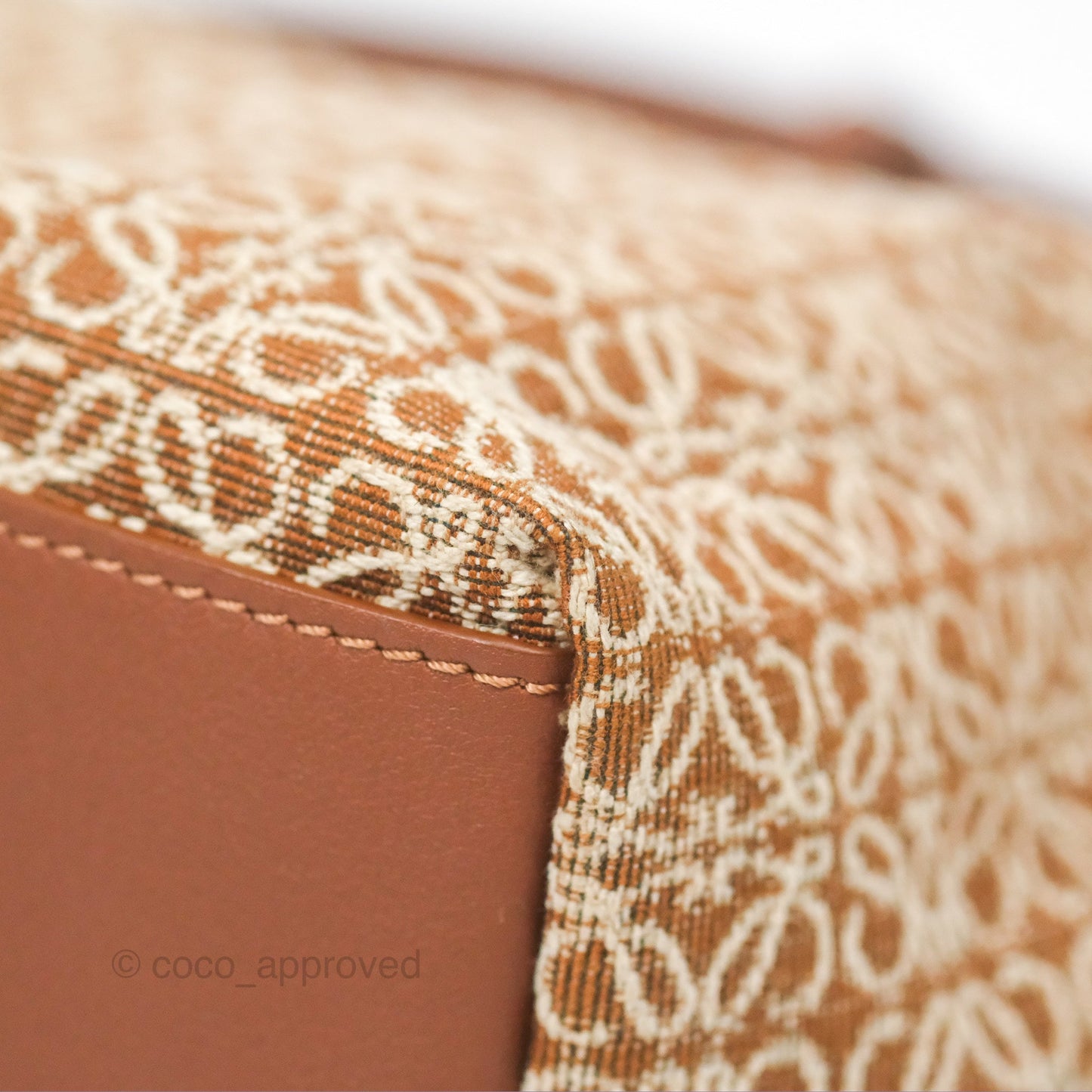 Loewe Small Cubi bag in Anagram Jacquard & Calfskin Tan Pecan