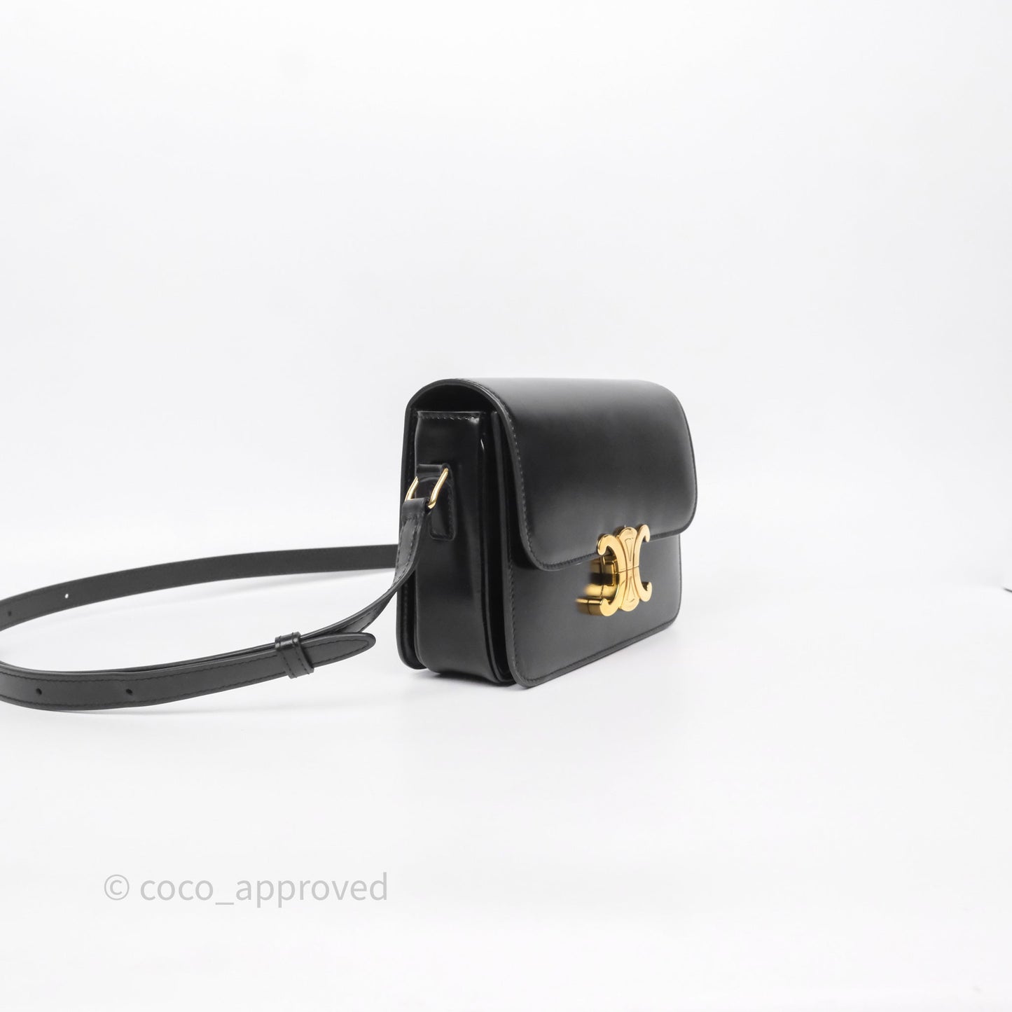 Celine Teen Triomphe Bag Black Shiny Calfskin Gold Hardware