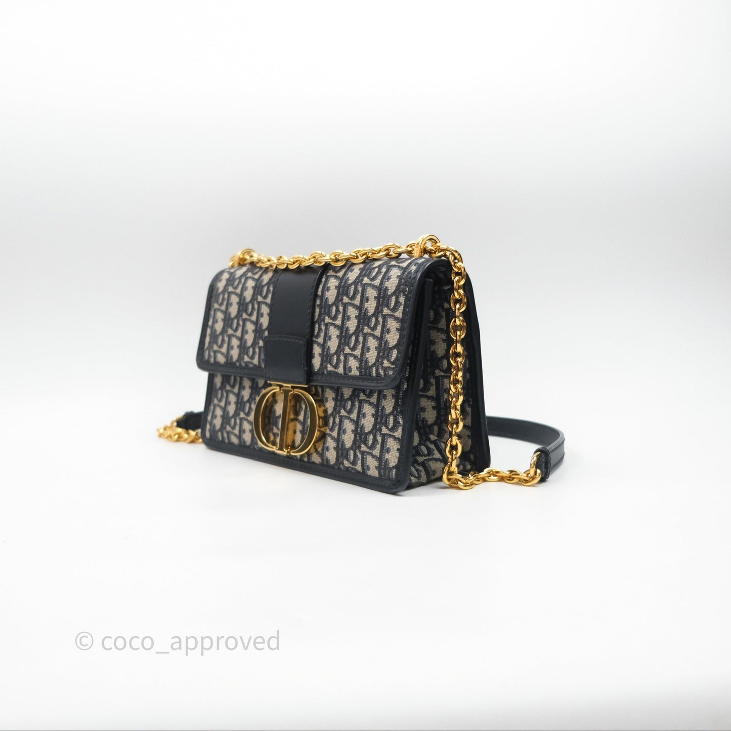 Christian Dior 30 Montaigne with Chain Blue Dior Oblique Jacquard