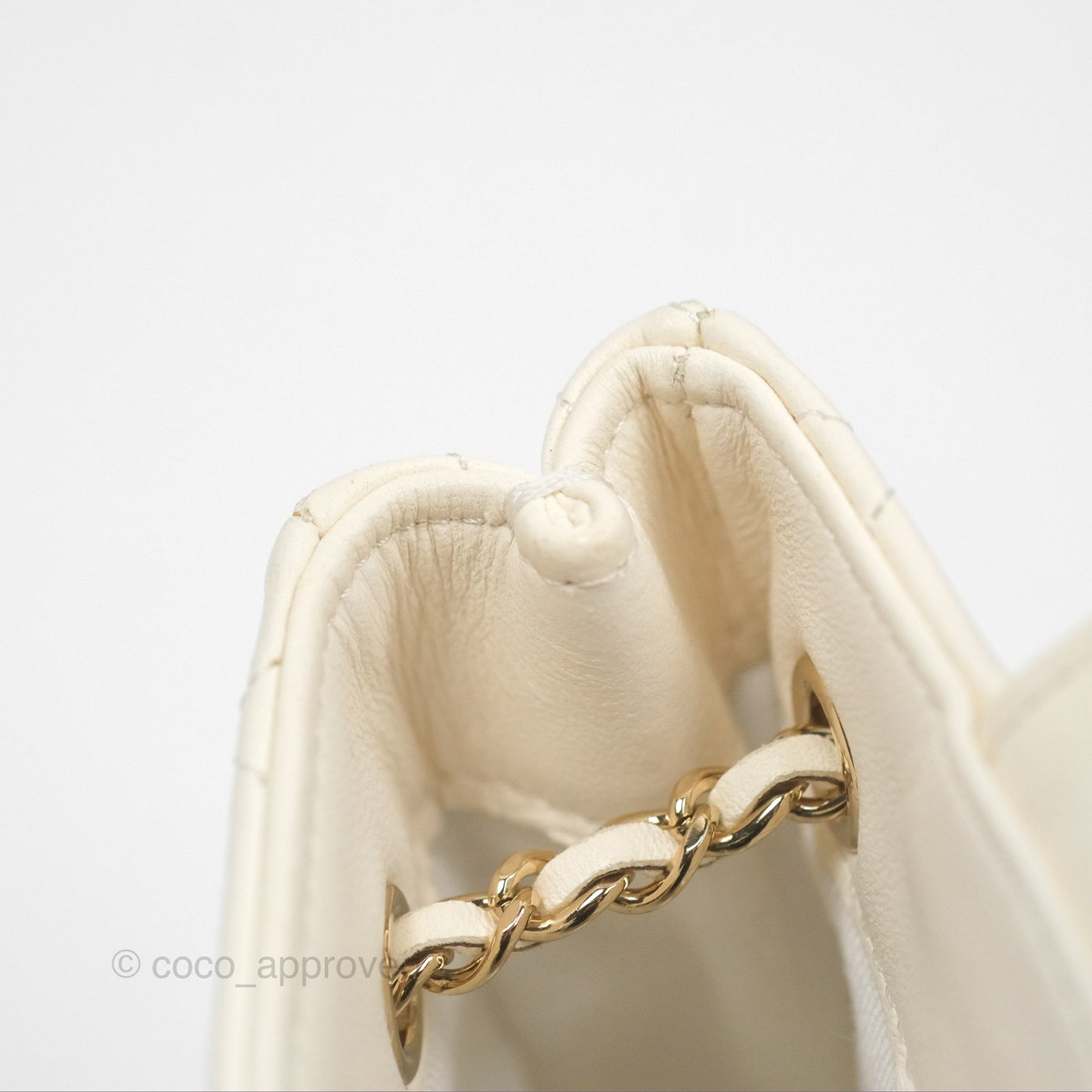 Chanel Mini Square Clutch with Chain Ivory Lambskin Gold Hardware 22C