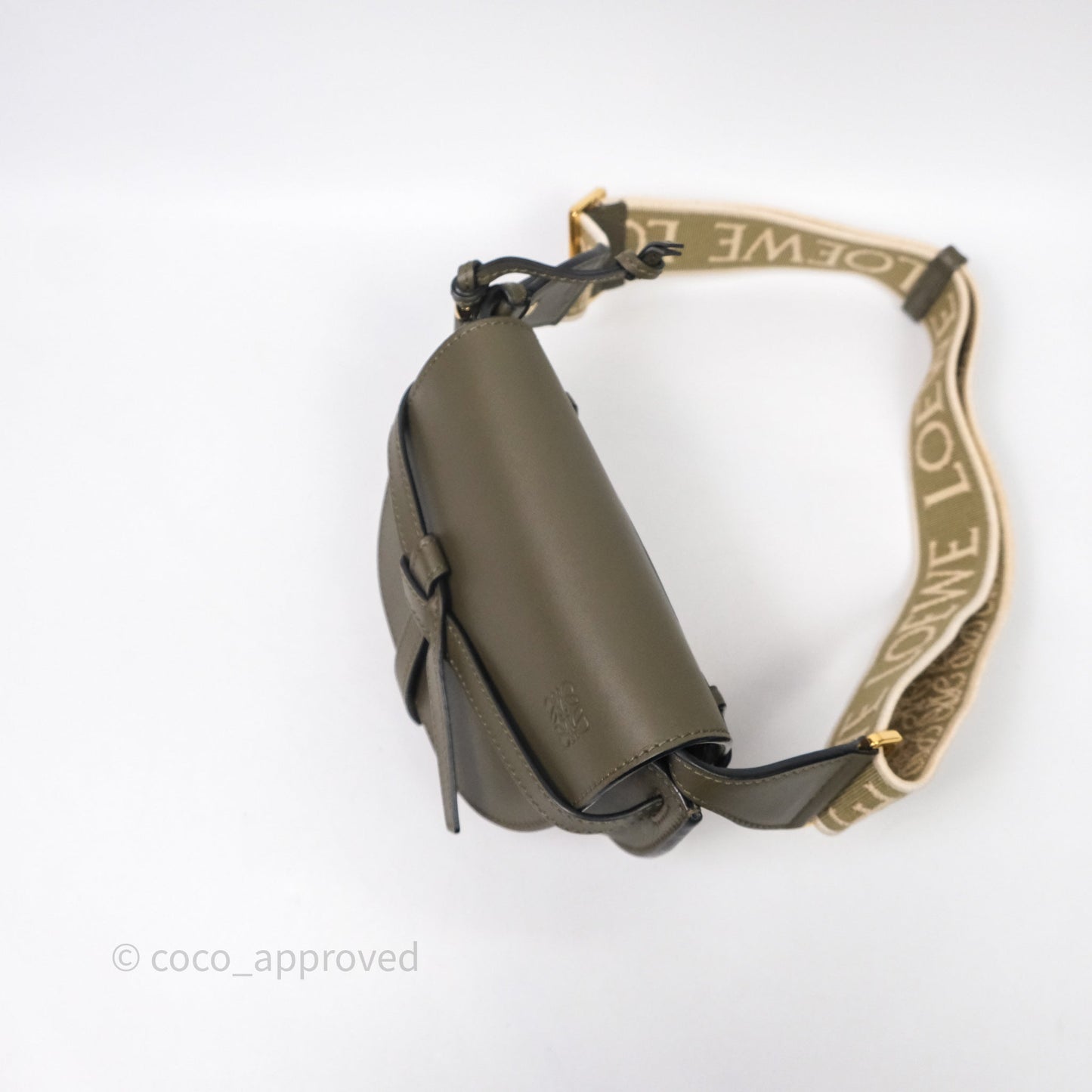 Loewe Mini Gate Dual Bag Soft Calfskin & Jacquard Strap Autumn Green
