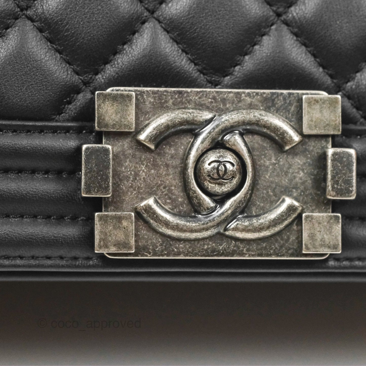 Chanel Small Boy Black Calfskin Ruthenium Hardware
